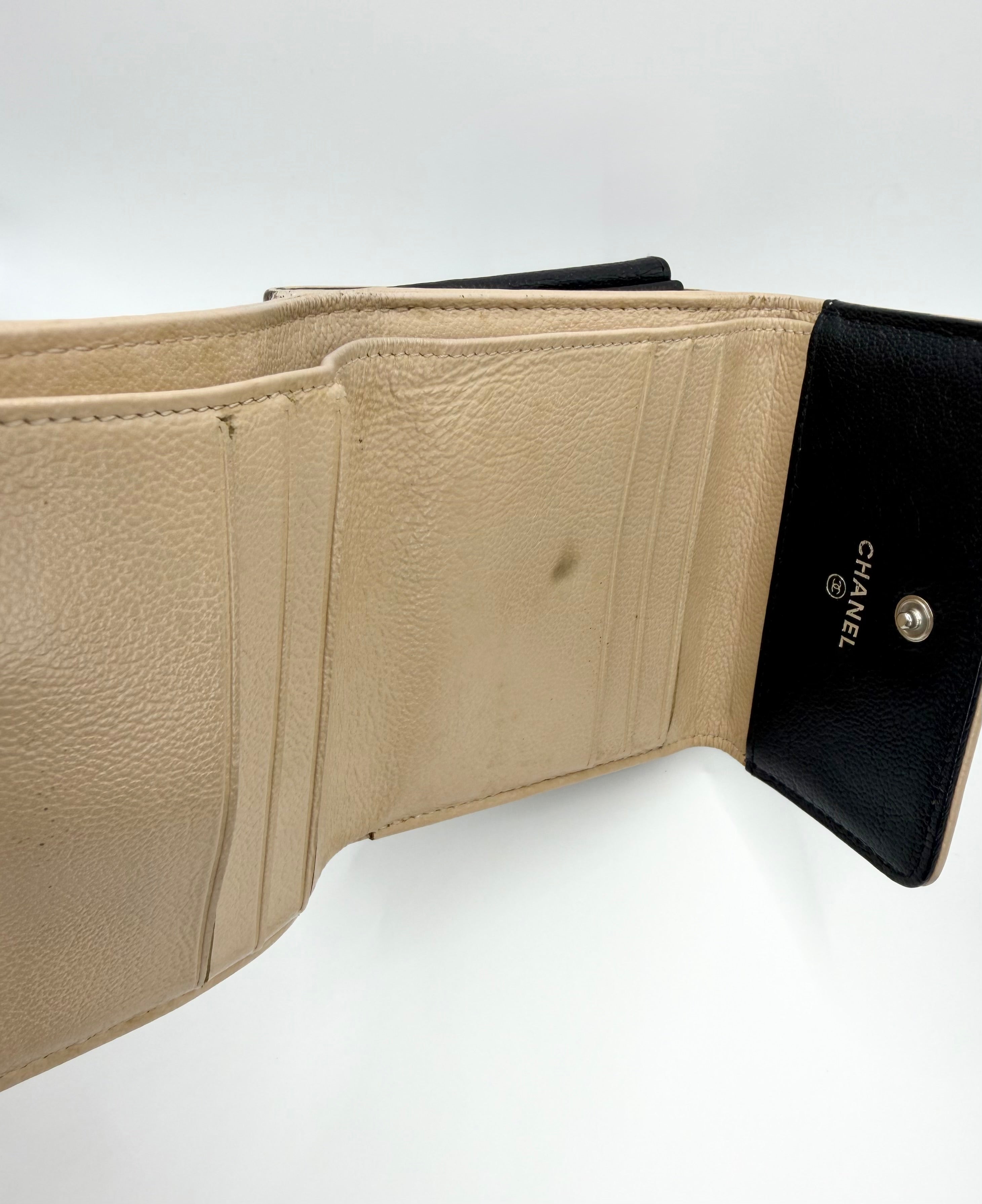 2010s Chanel ‘CC’ Diamond Quilted Black Lambskin Leather Wallet