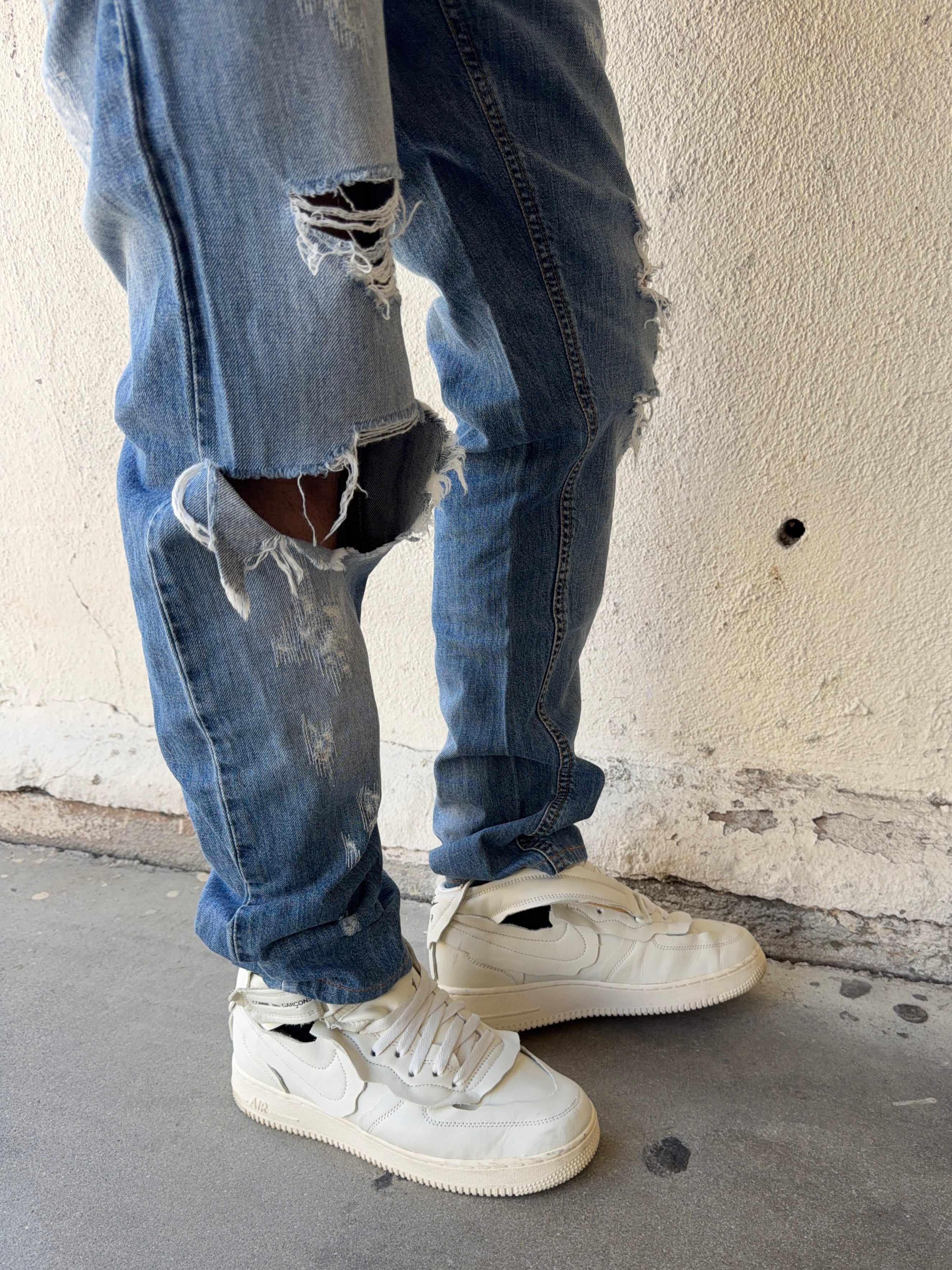 2000s Dolce & Gabbana Crash Distressed Faded Wash Denim