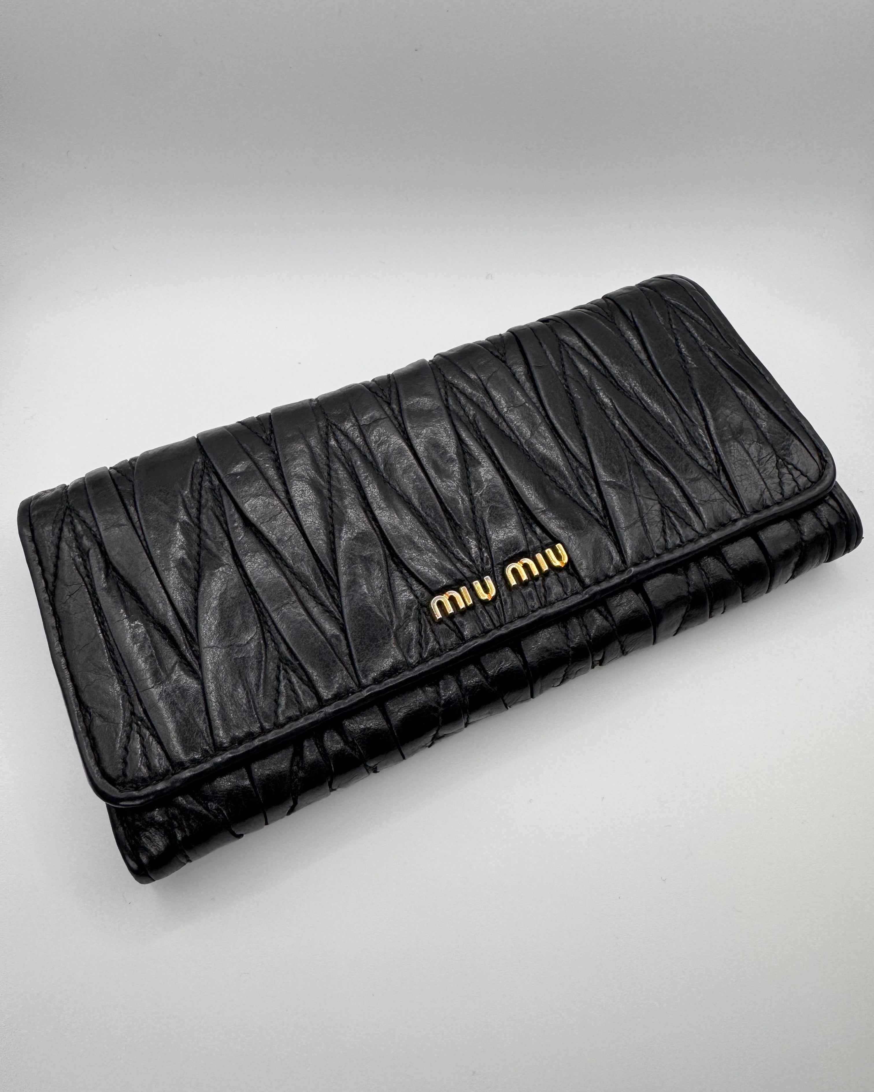 2000s Miu Miu ‘Nero’ Matelasse Leather Wallet