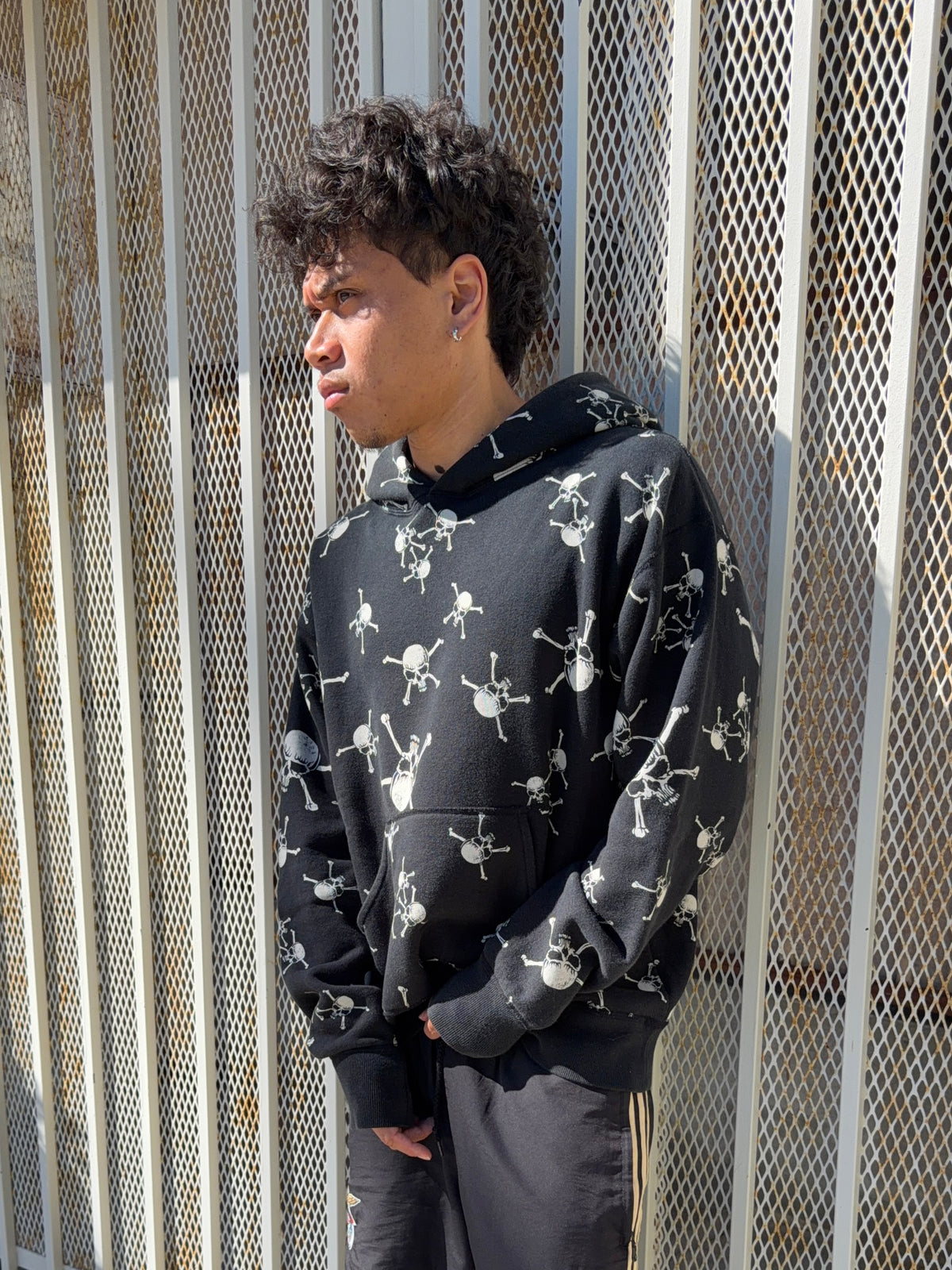 FW23 Saint Michael All-Over Cross-Bone Skull Hoodie