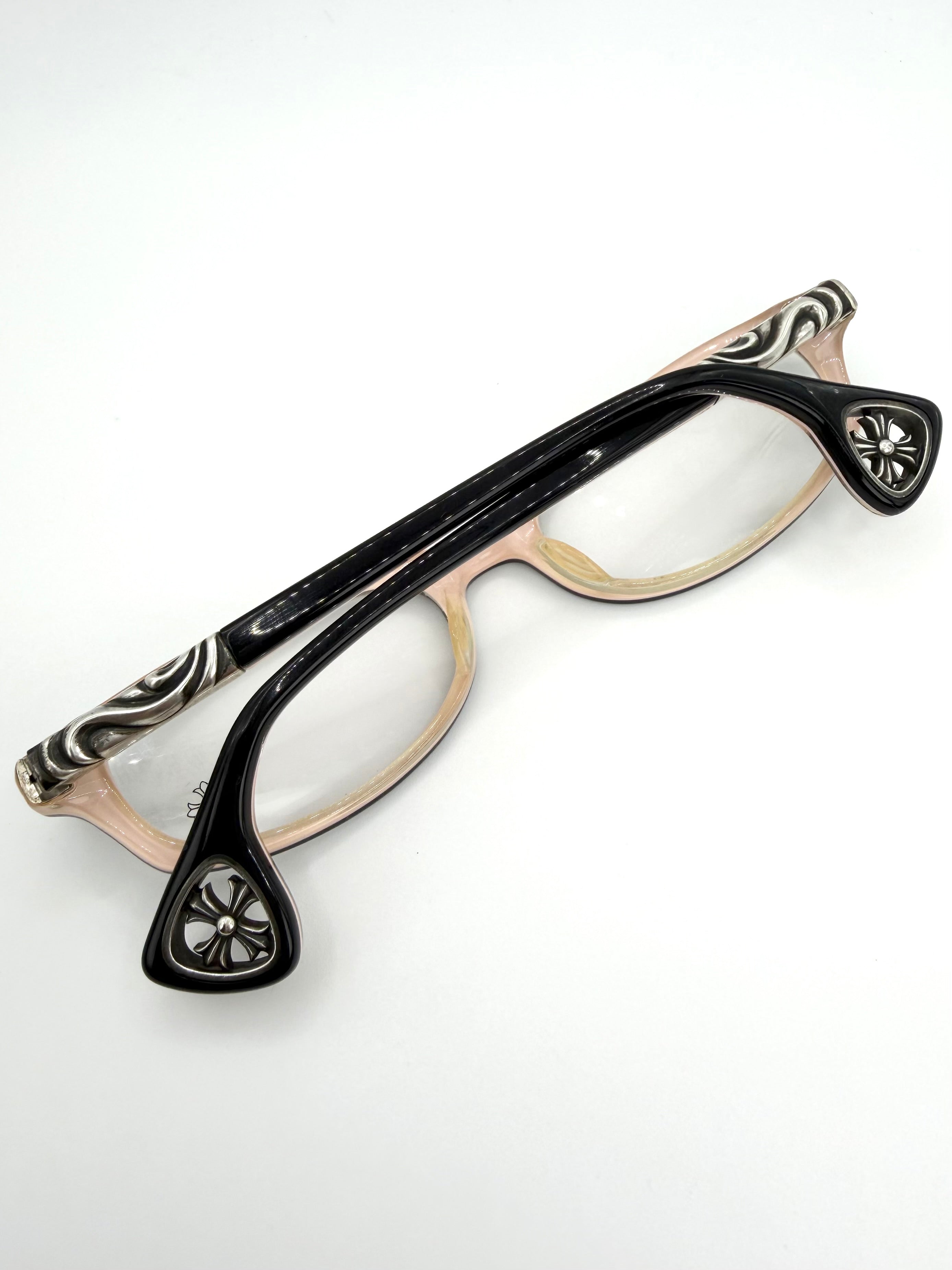 Chrome Hearts “SKY” Scroll Cross Cut-Out Pink Glass Frames