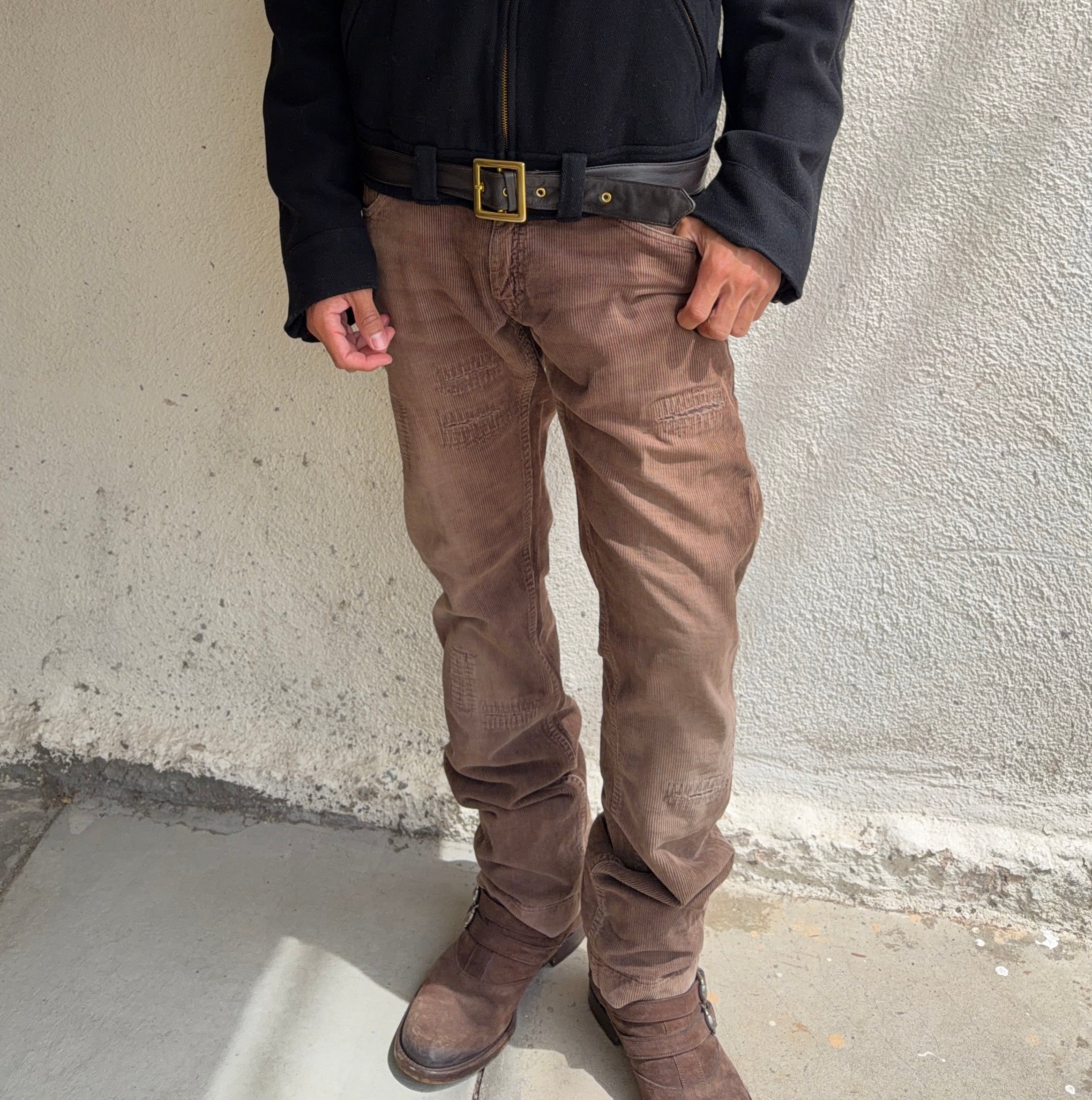 FW04 Dolce & Gabbana Faded Wash Distressed Corduroy Pants