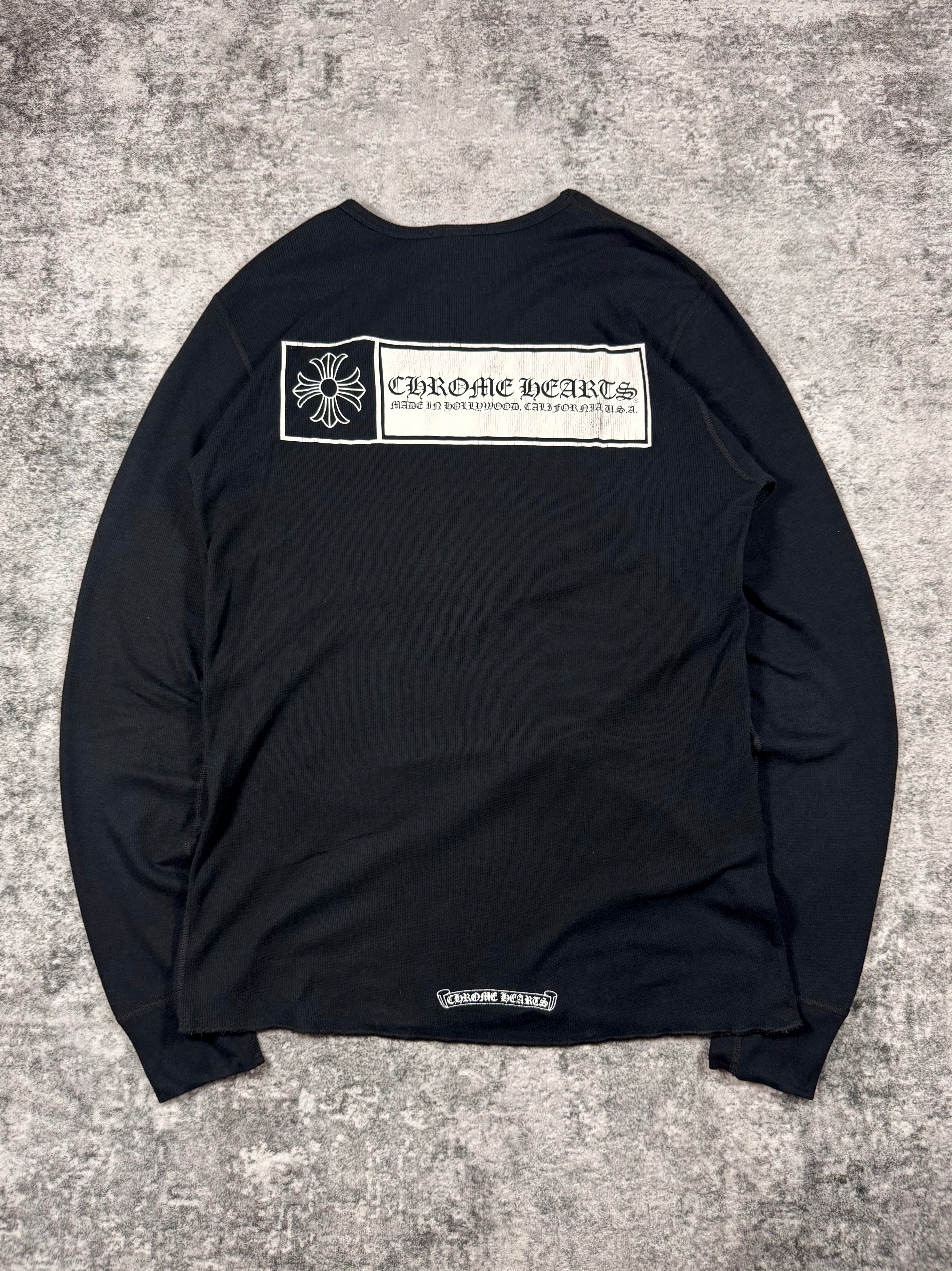 2010s Chrome Hearts ‘Plus Cross’ Banner Black Thermal Longsleeve