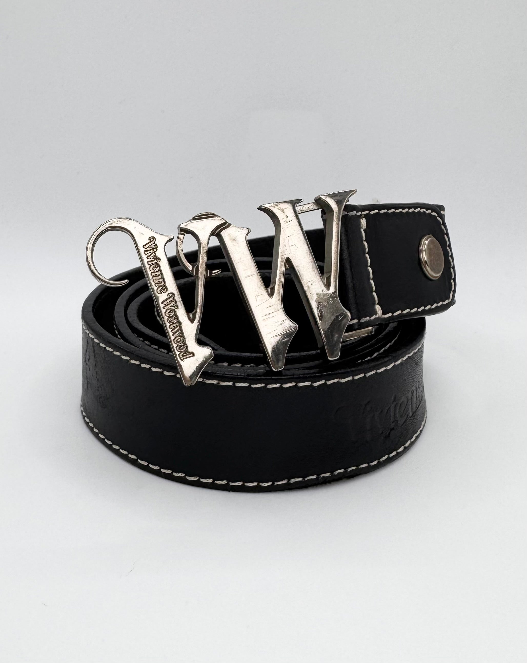 Vivienne Westwood ‘VW’ Buckle Black Leather Belt