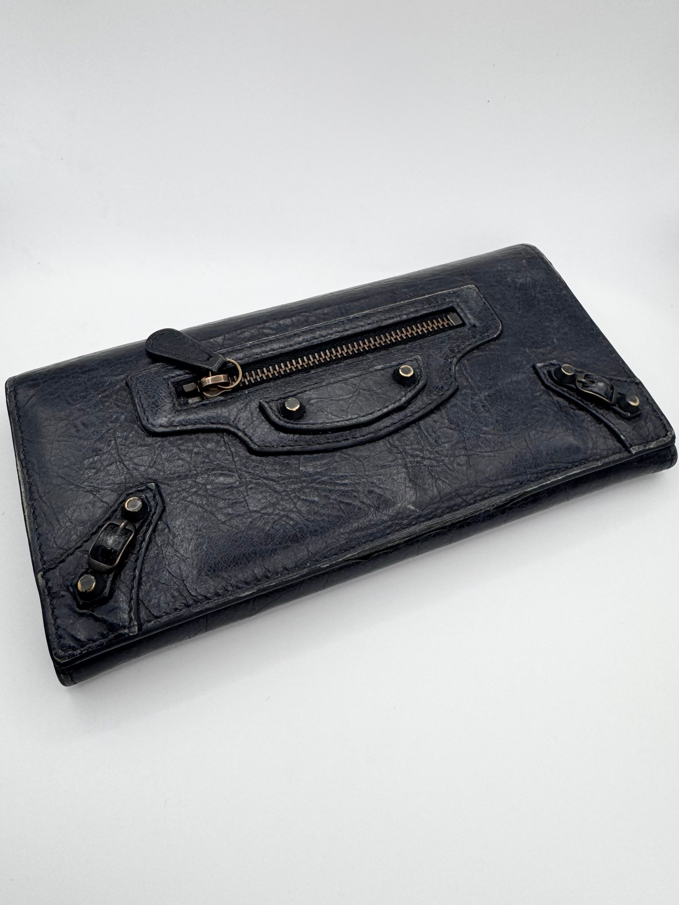 2000s Balenciaga Charcoal ‘City’ Leather Wallet