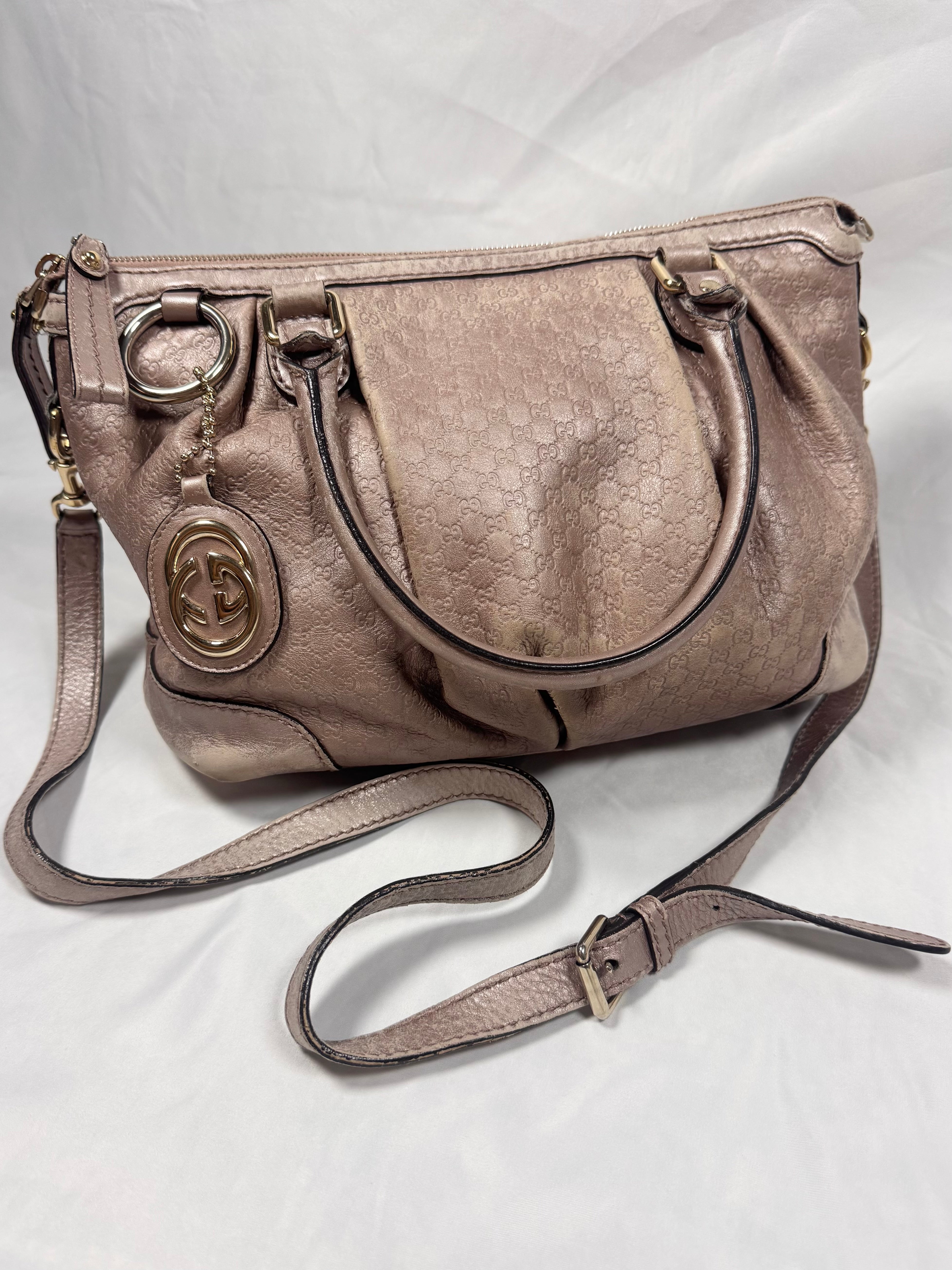 2000s Gucci ‘GG’ Rose Gold Sukey Leather 2-Way Crossbody Bag