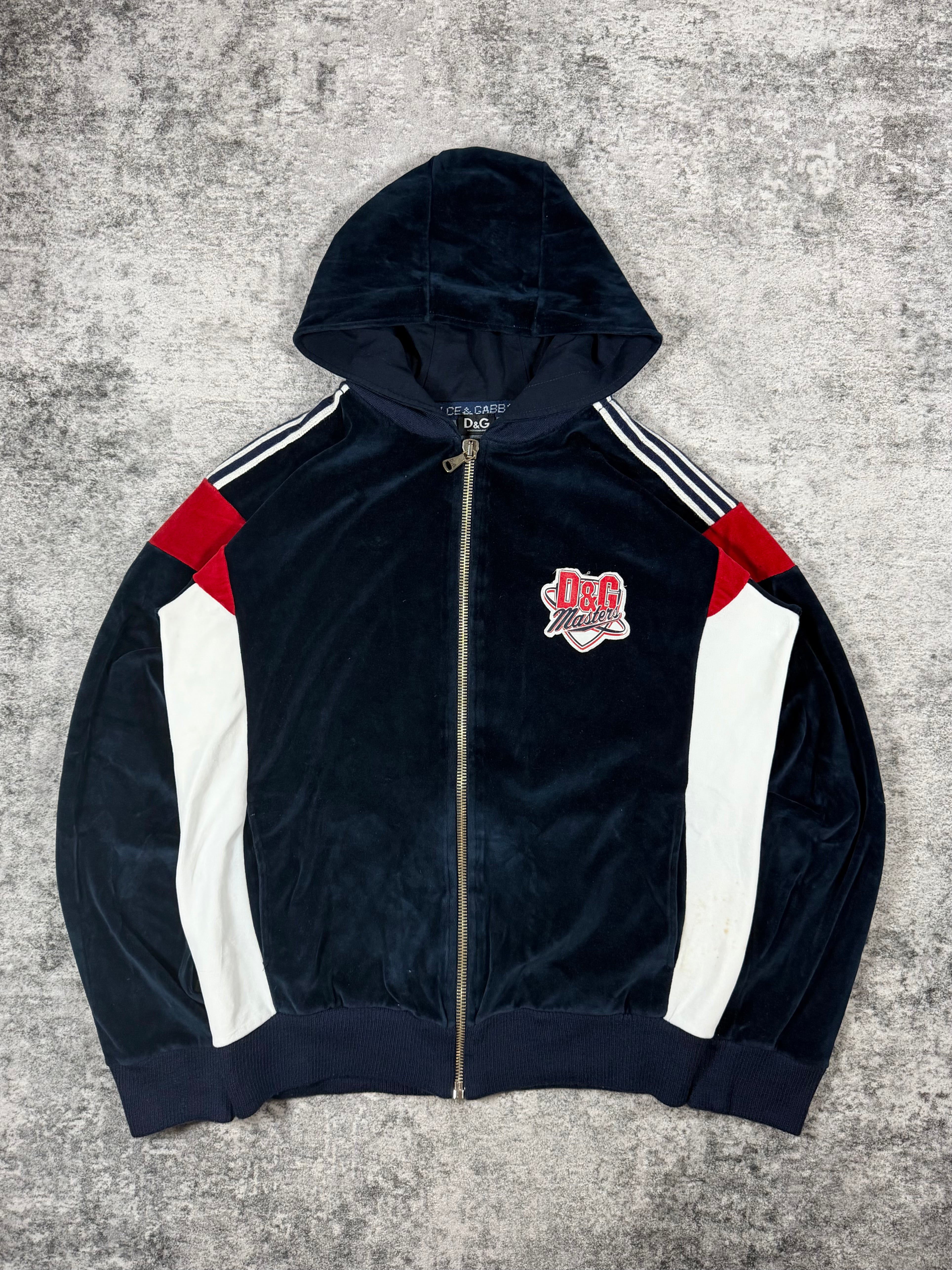 2000s Dolce & Gabbana ‘D&G Masters’ Baseball Velour Zip-Up Hoodie