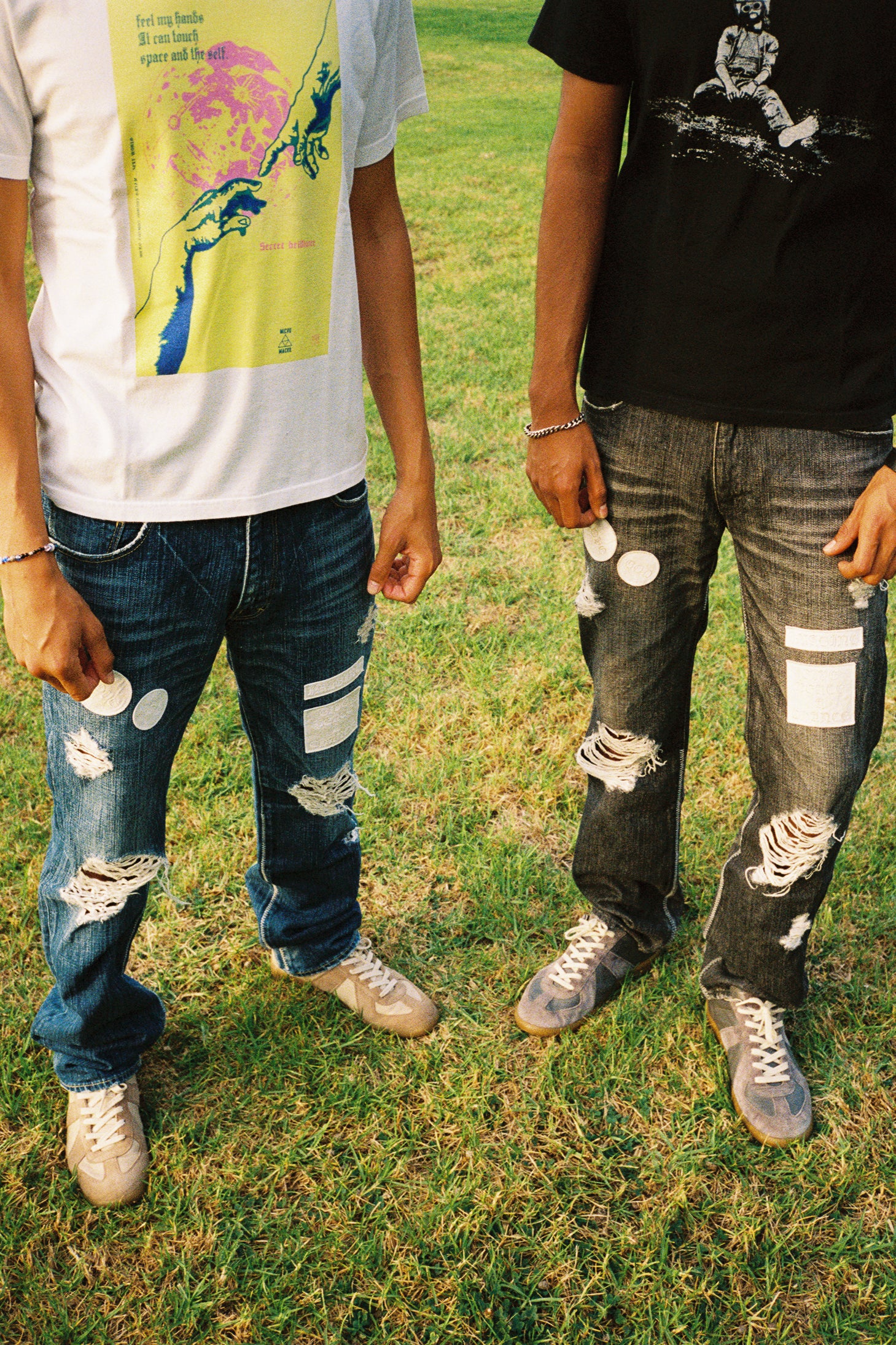 AW04 Number (N)ine "Give Peace A Chance" Black Patchwork Denim