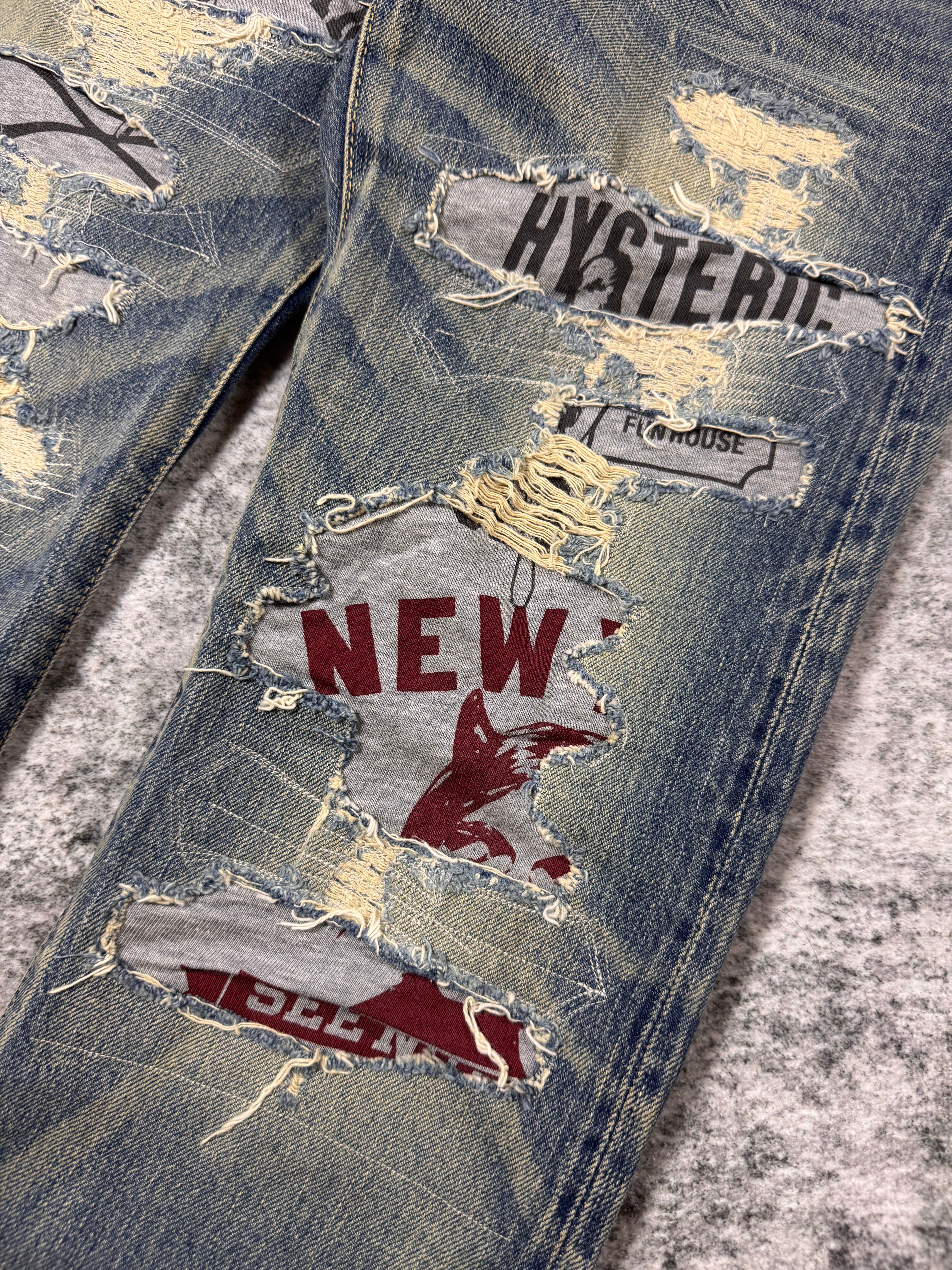 2000s Hysteric Glamour Hybrid ‘Showgirl’ Studded Distress Denim