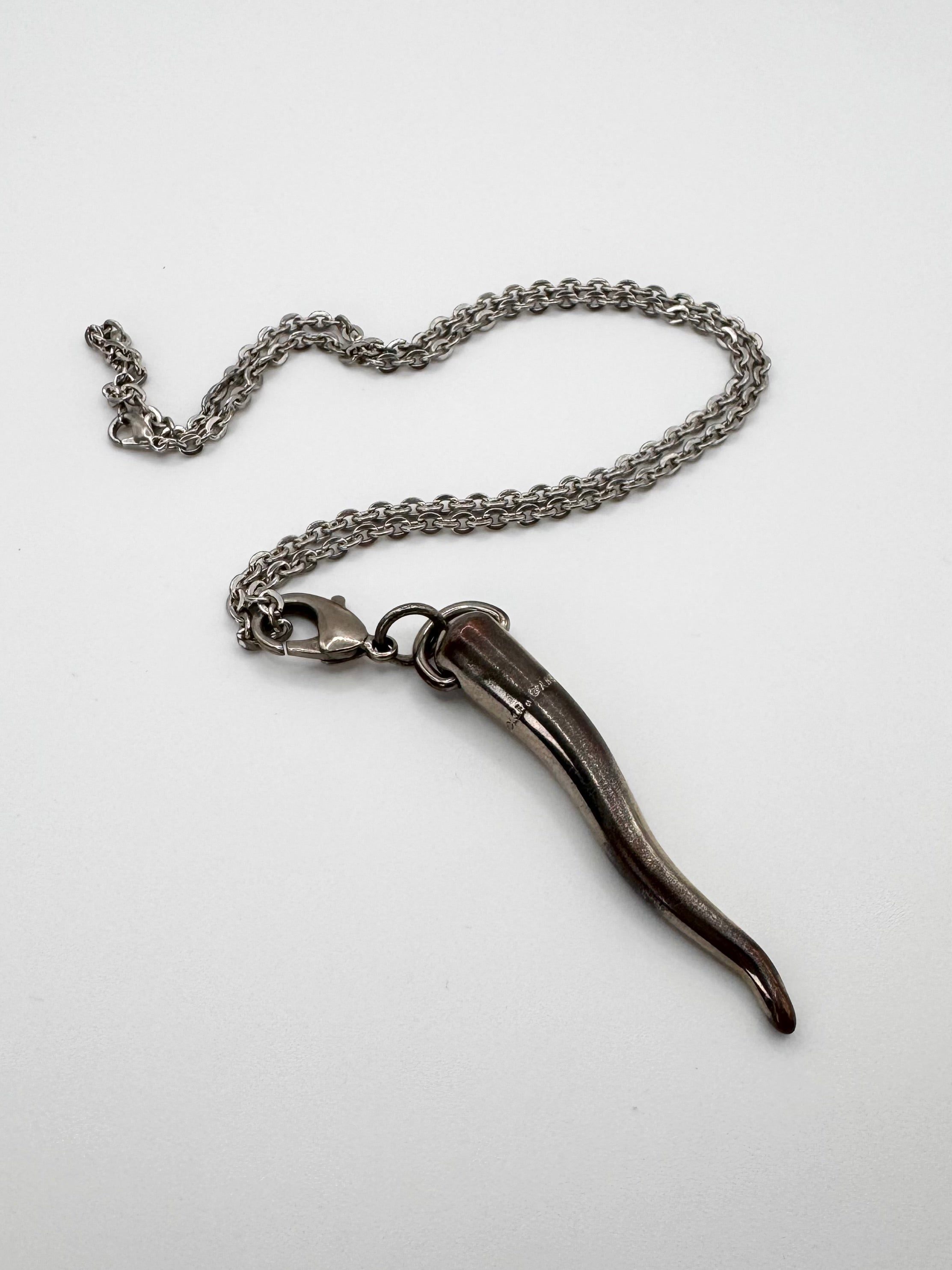 2000s Dolce & Gabbana Silver ‘Corno Horn’ Necklace