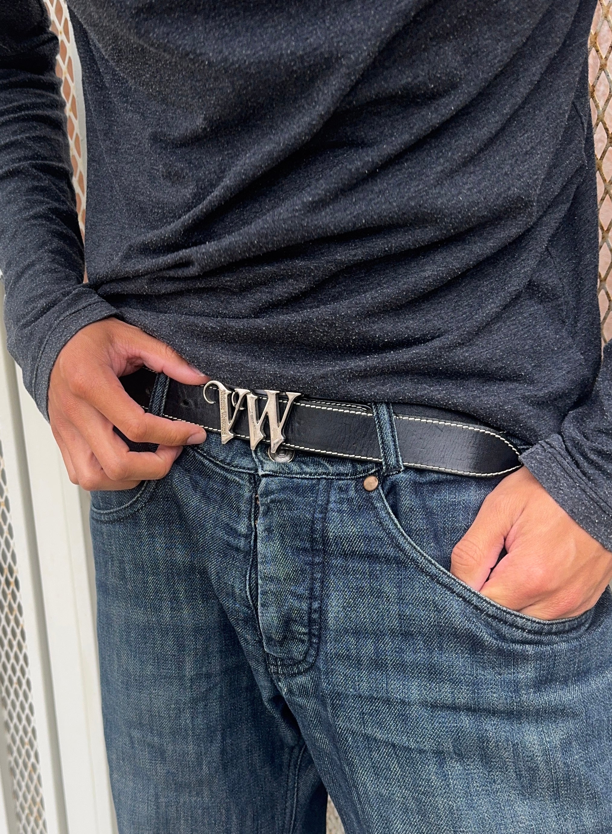 Vivienne Westwood ‘VW’ Buckle Black Leather Belt