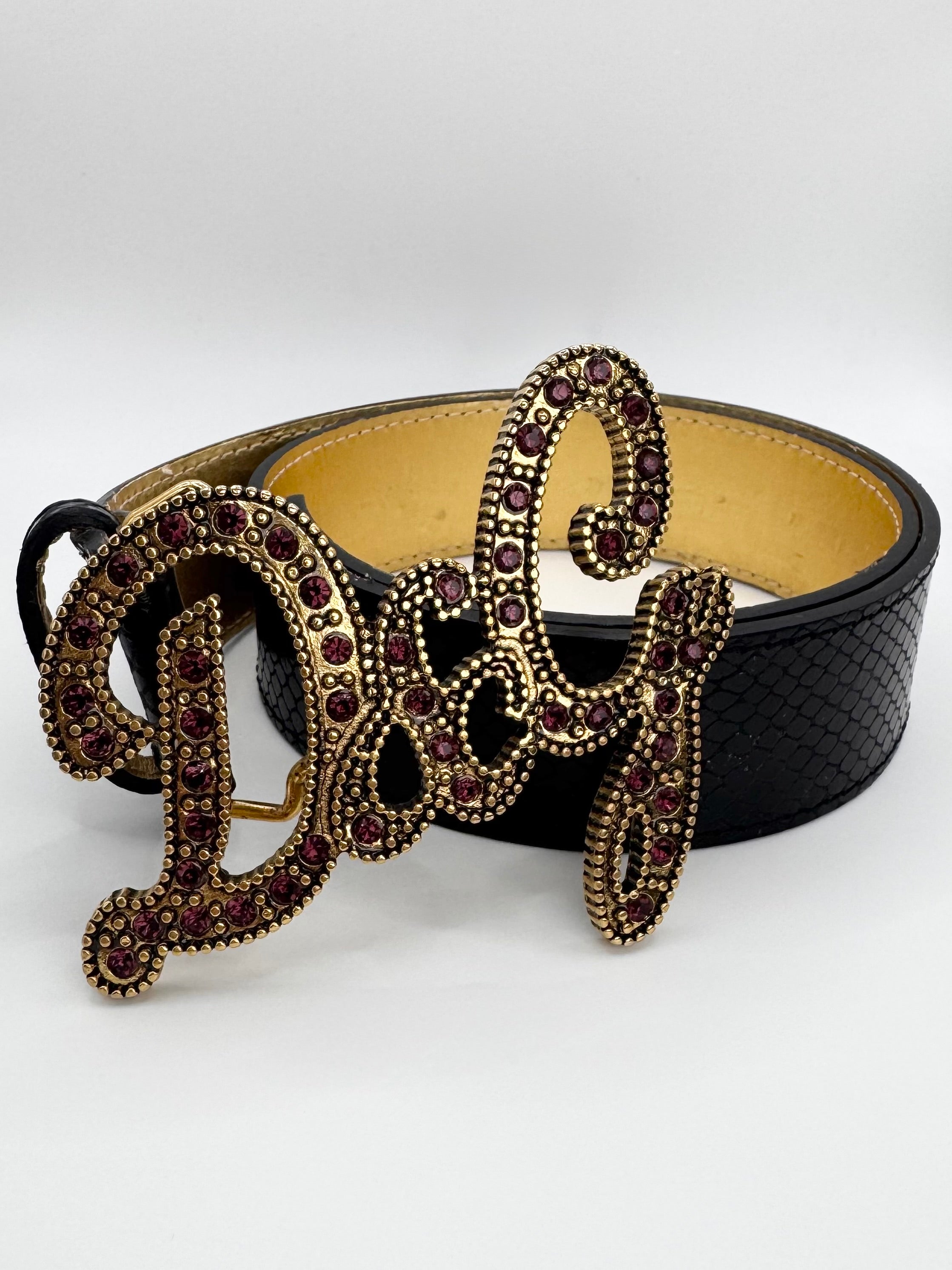2000s Dolce & Gabbana
Crystallized ‘DG'
Black Python Leather Belt