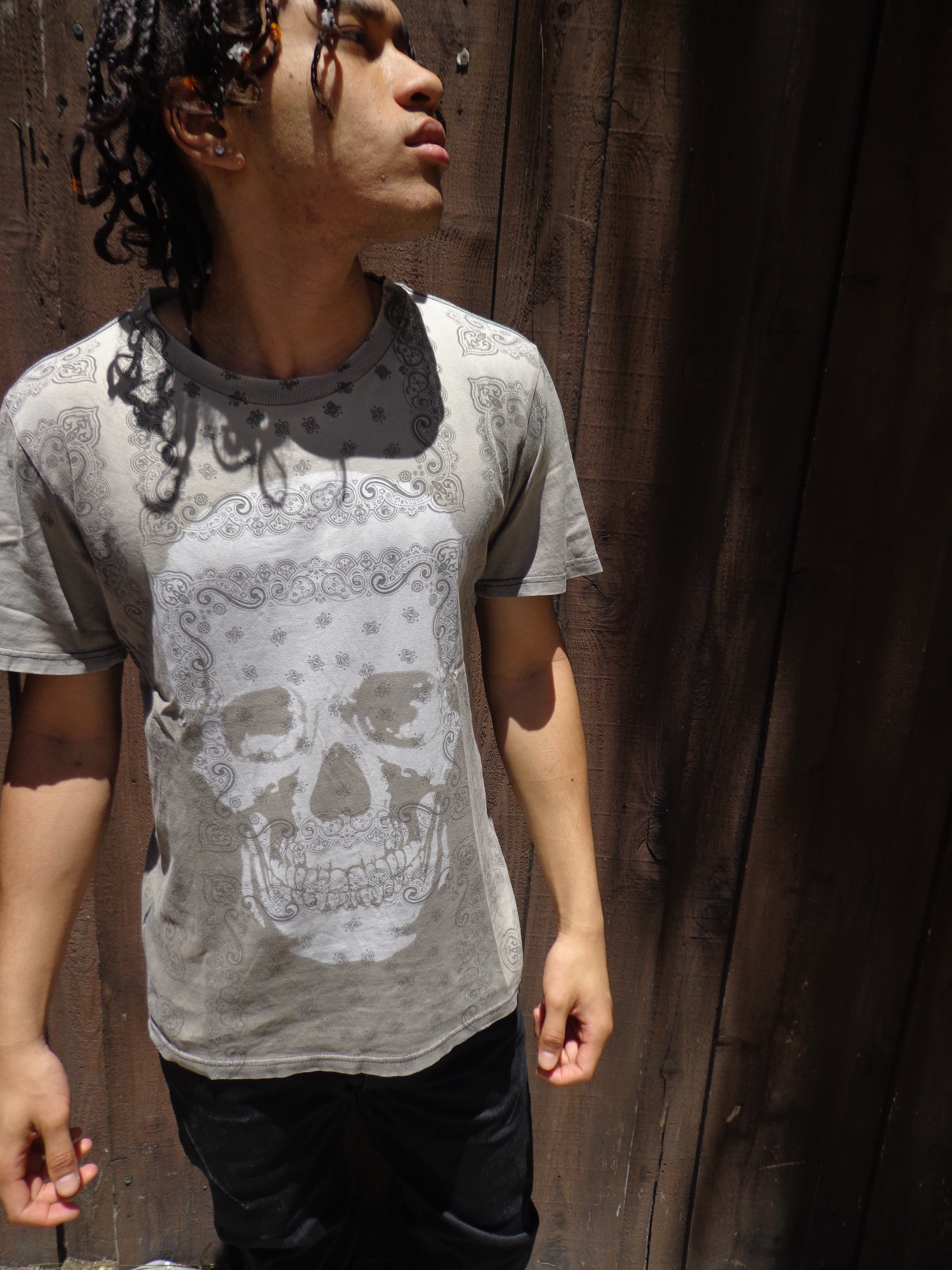 FW07 Number (N)ine “Love God Murder” Faded Paisley Skull T shirt