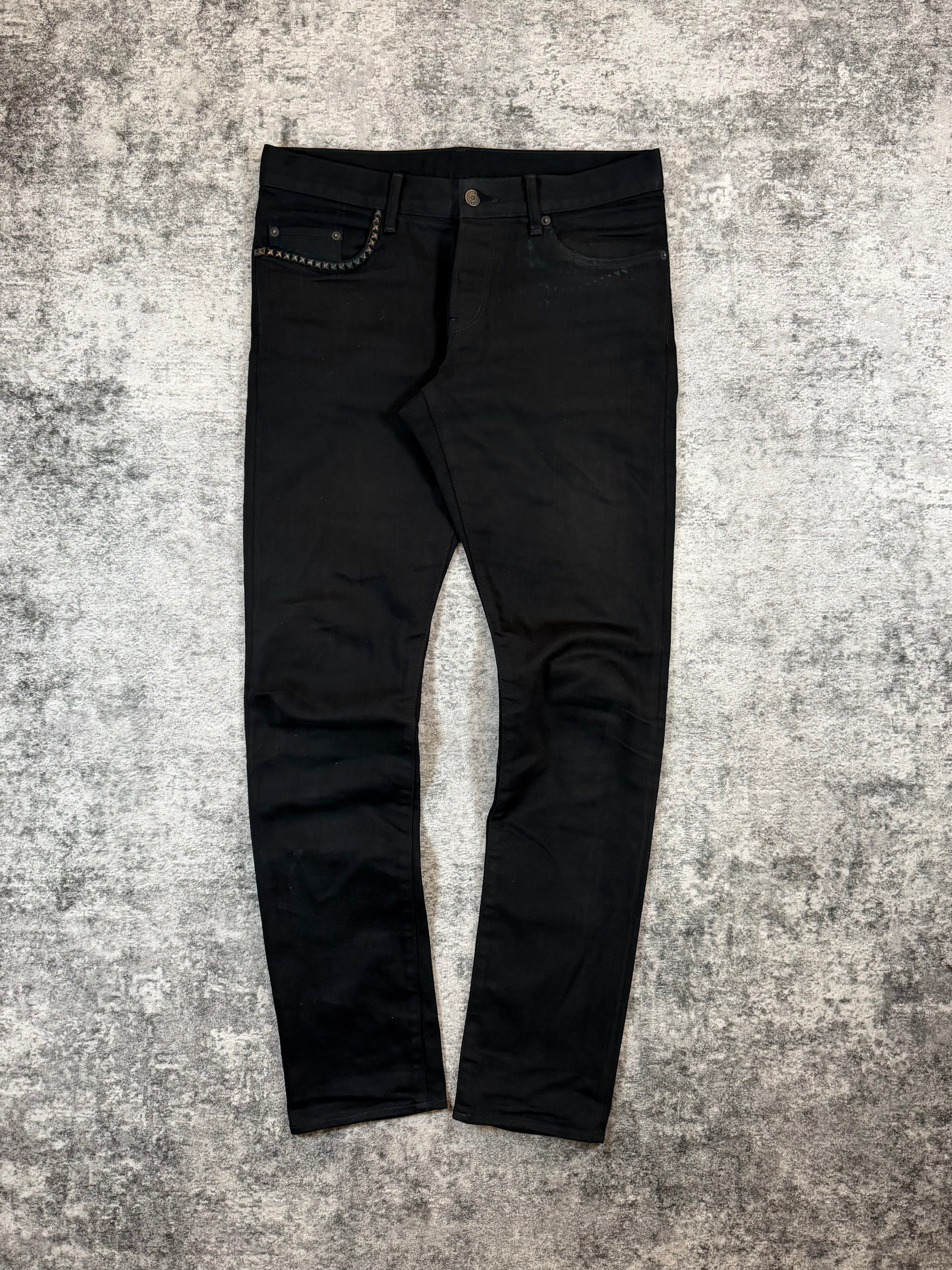 Hysteric Glamour Black Wax-Hit Studded Denim