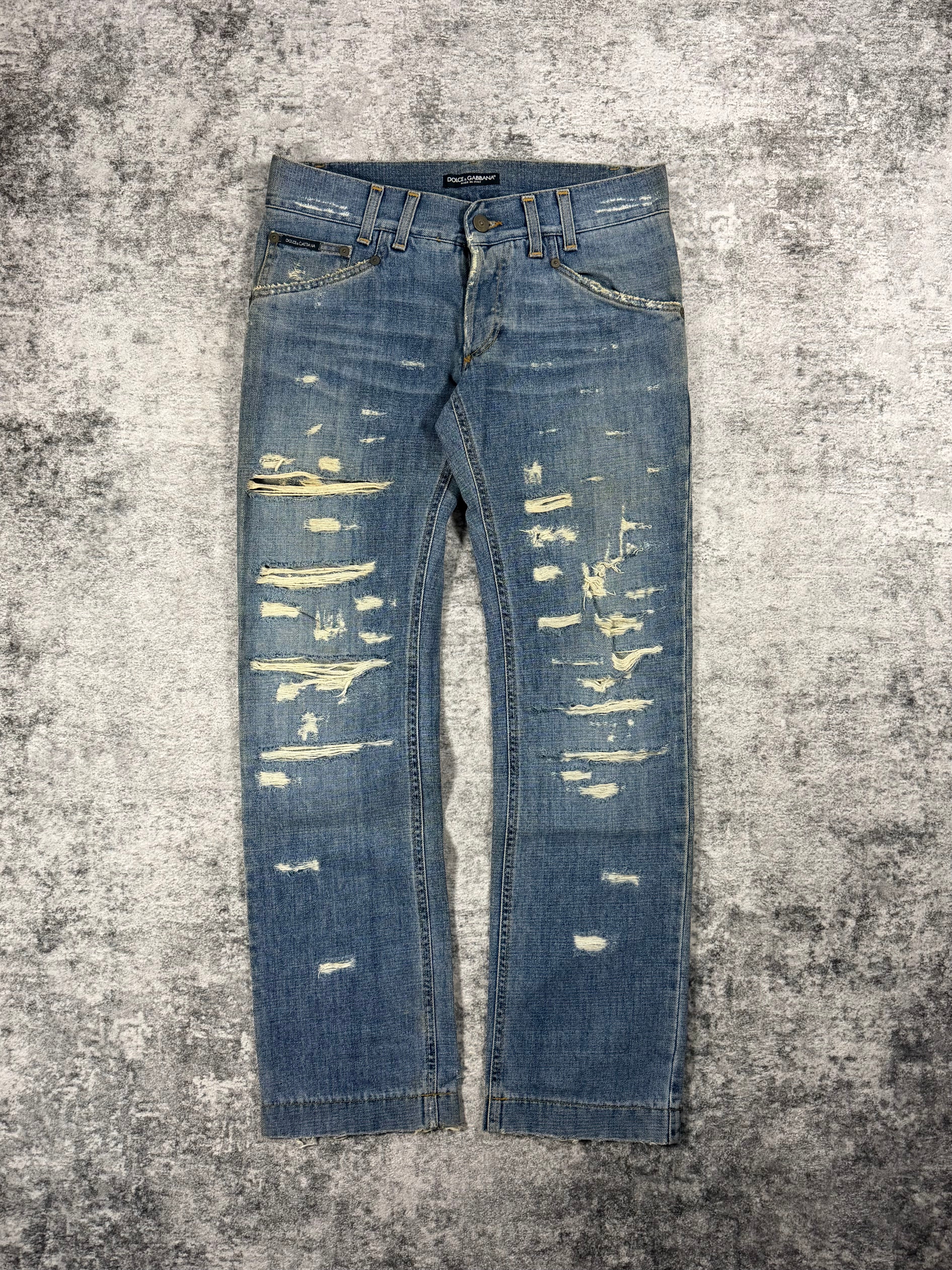 2000s Dolce & Gabbana Faded Wash Clawmark Destroy Crash Denim
