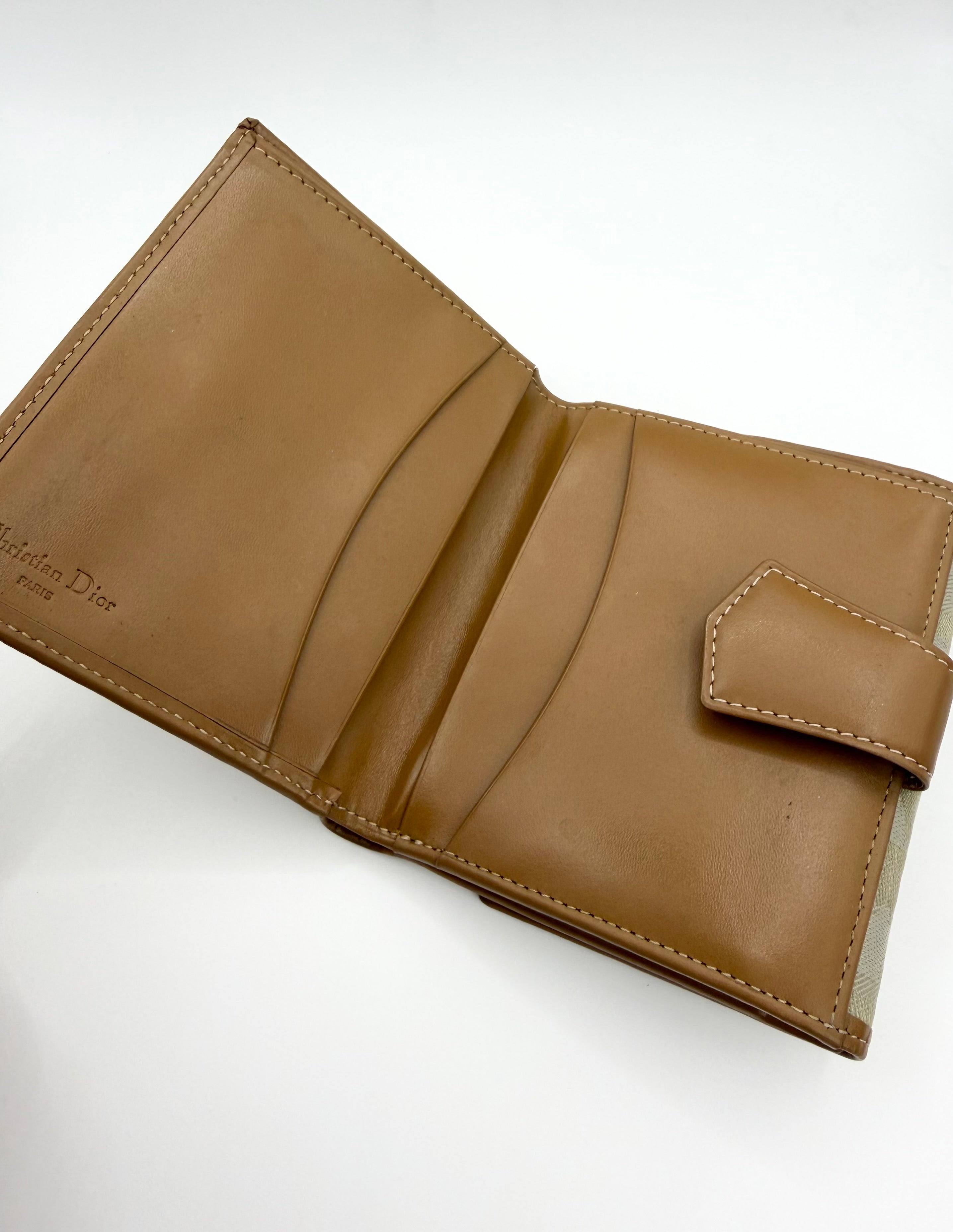 2000s Dior ‘Trotter’ Beige Monogram Canvas Compact Wallet