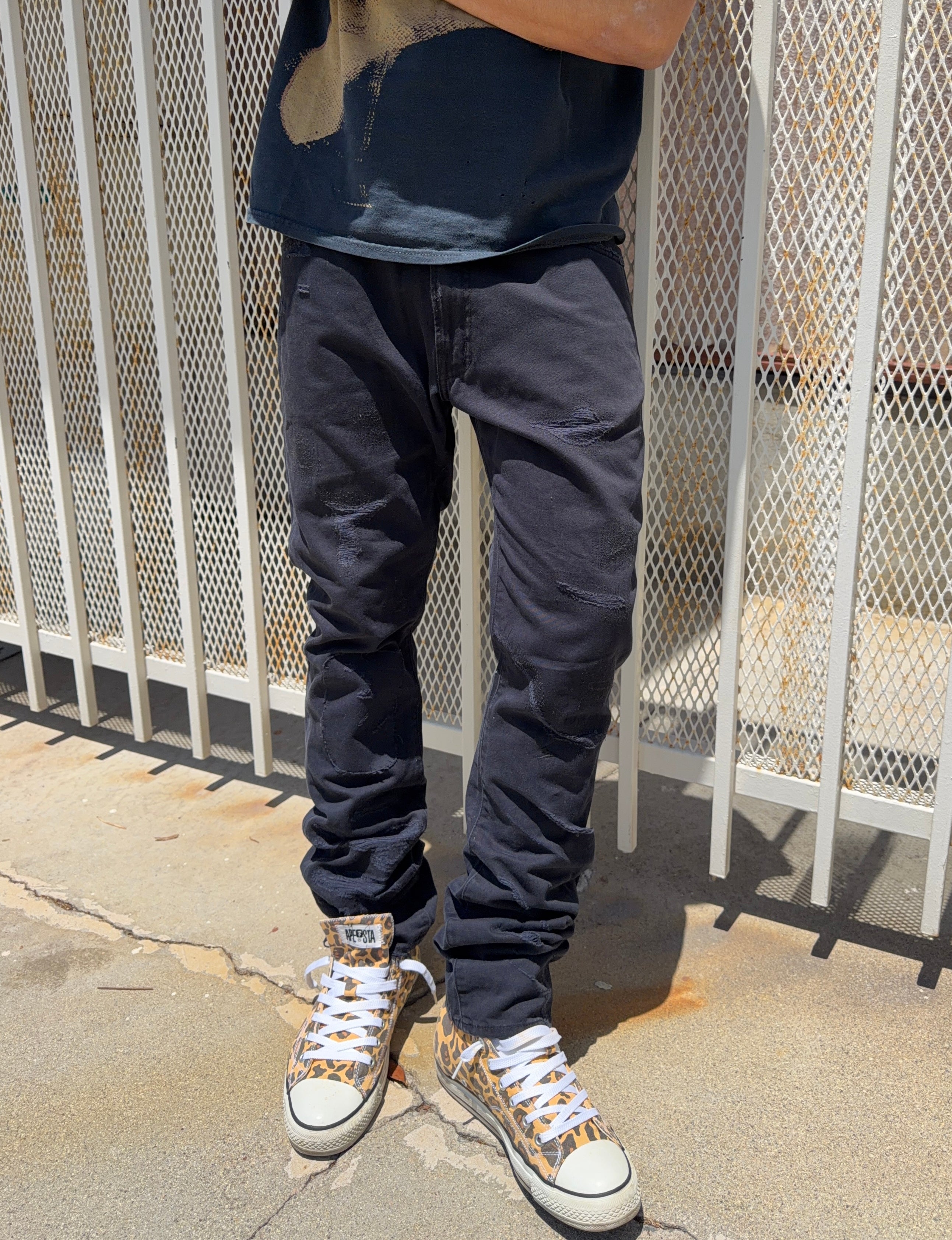SS05 Undercover "But Beautiful II" Black 60 Distressed Patchwork Denim
