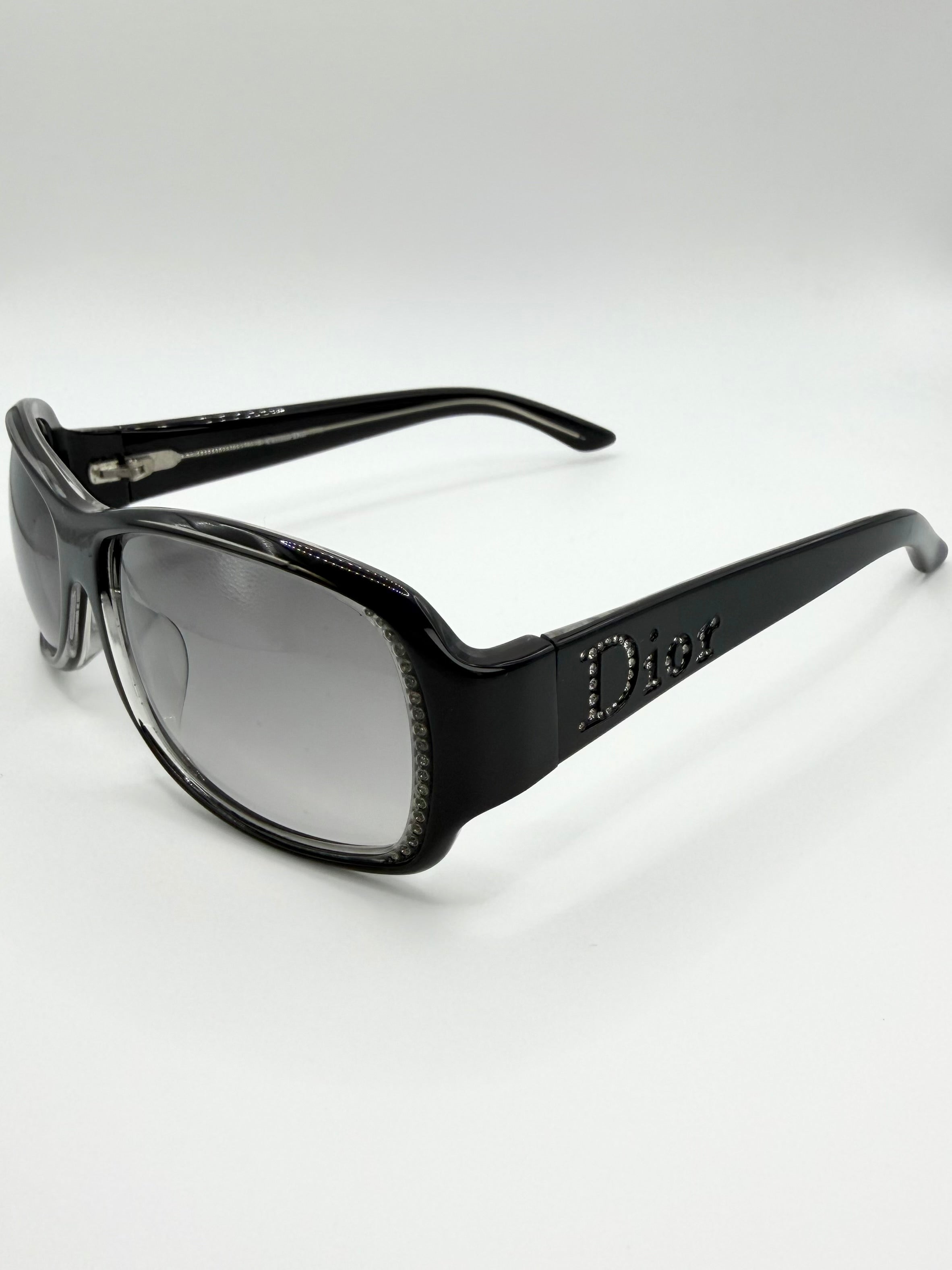 2000s Christian Dior John Galliano ‘Strass’ Rhinestone Logo Sunglasses