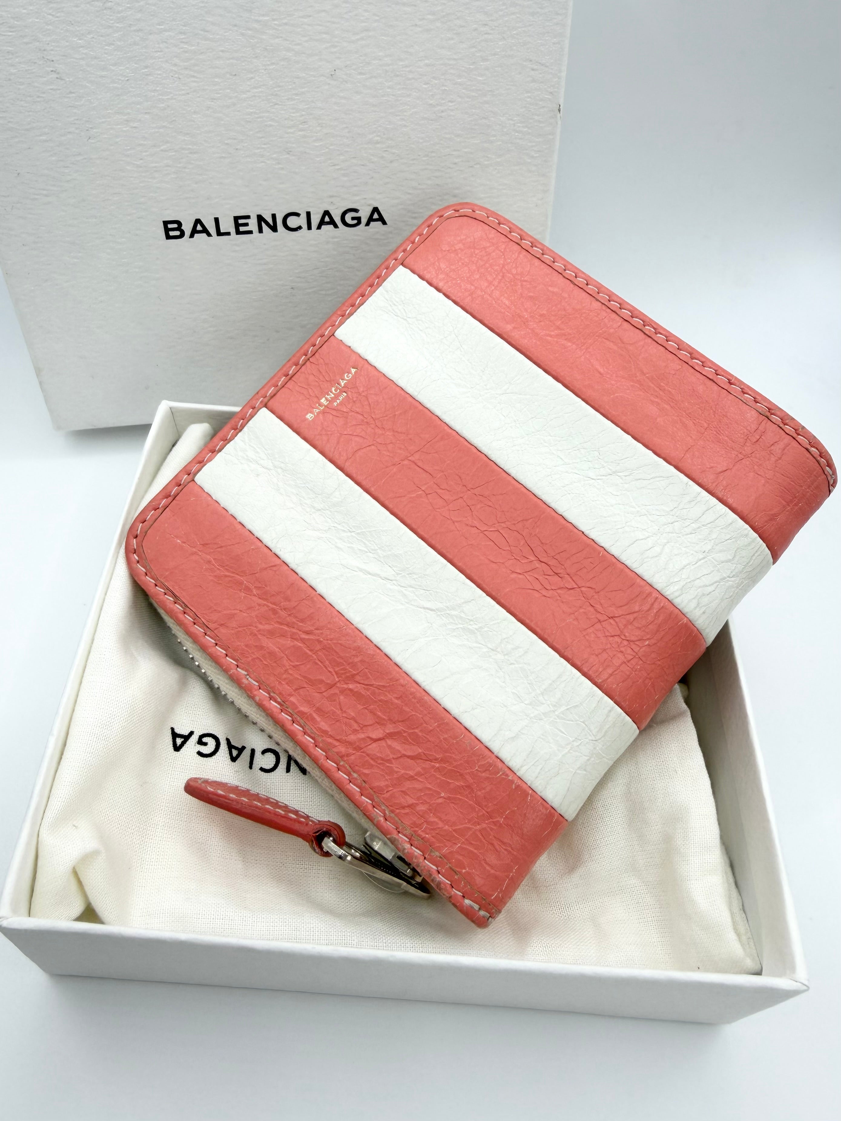 Balenciaga ‘Bazar’ Pale Pink/White Calfskin Leather Wallet
