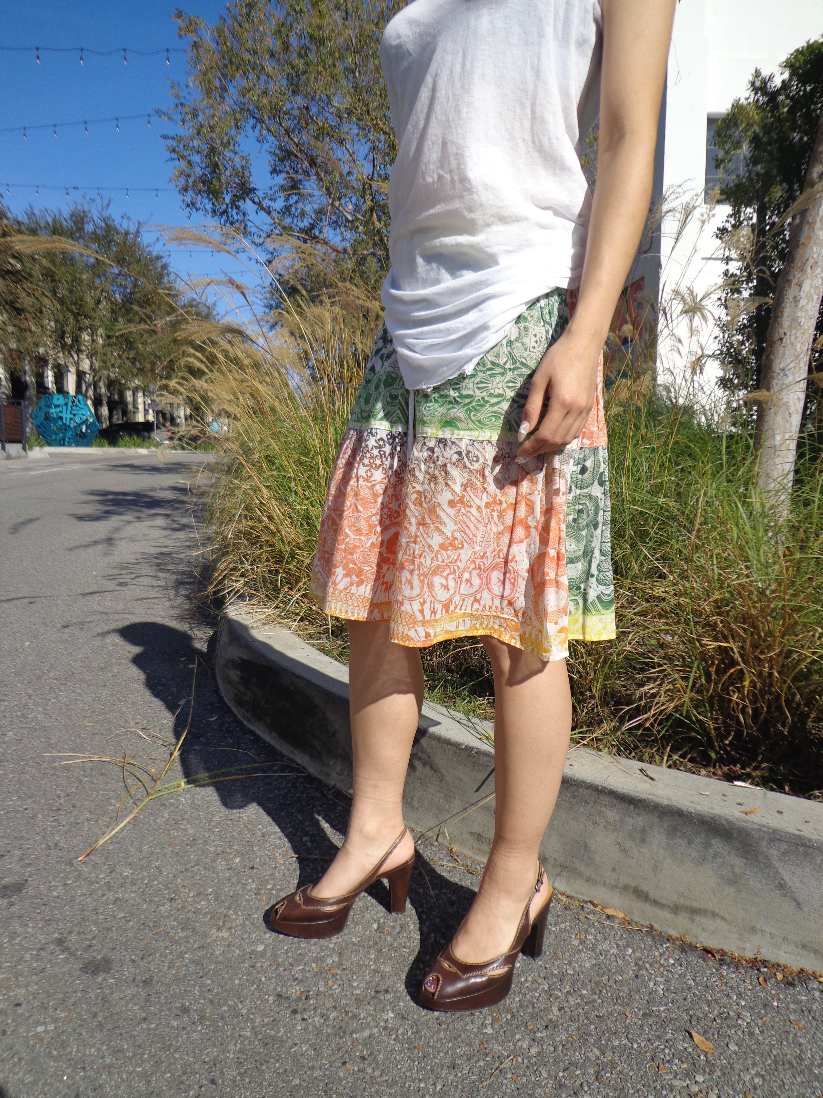 90s Hysteric Glamour 'Psychedelic' Rainbow Snake Motif Skirt