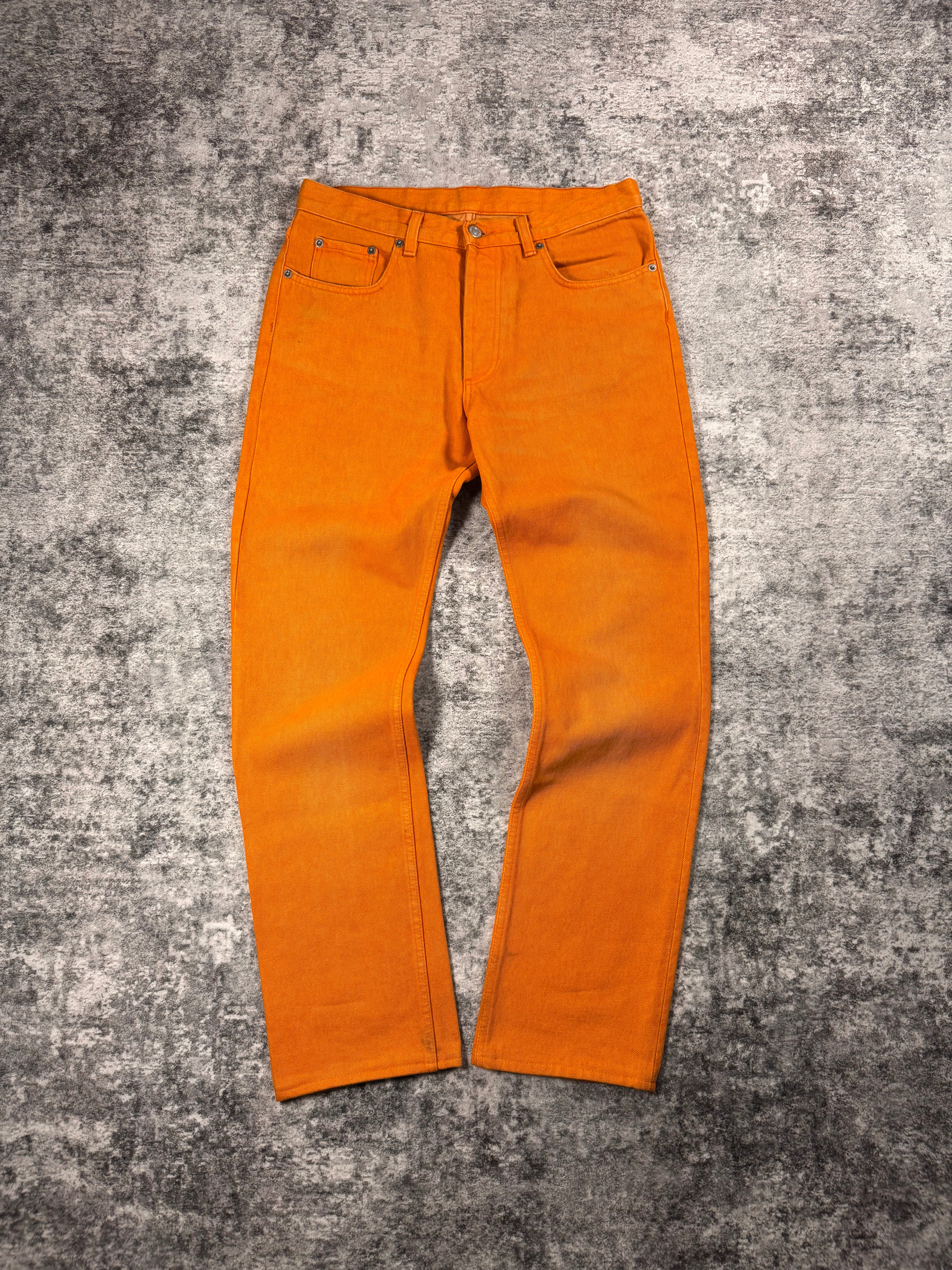 SS00 Helmut Lang ‘Safety Orange’ Sanded Denim