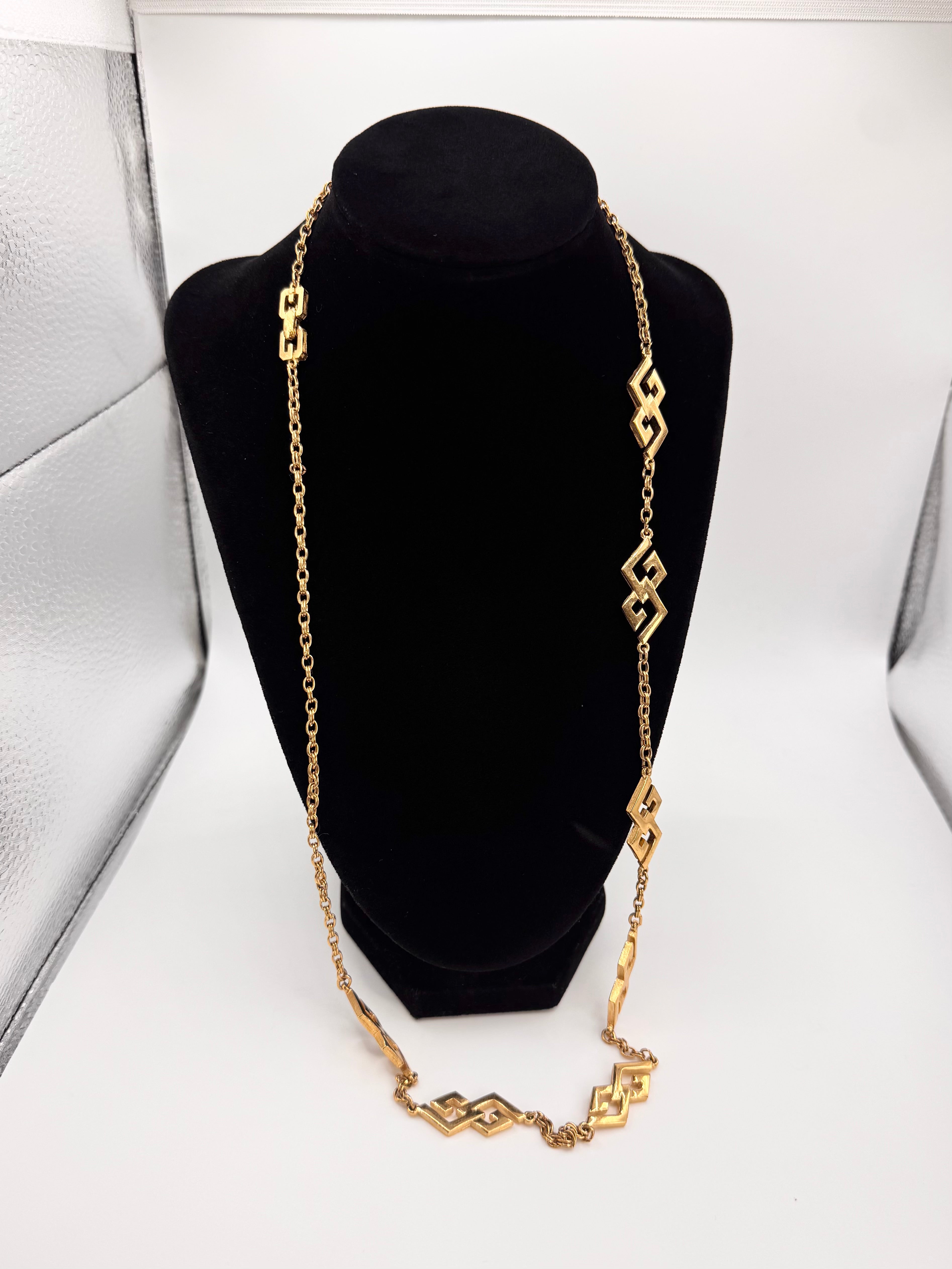 2000s Givenchy Vintage Gold ‘Greek Key Link’ Necklace