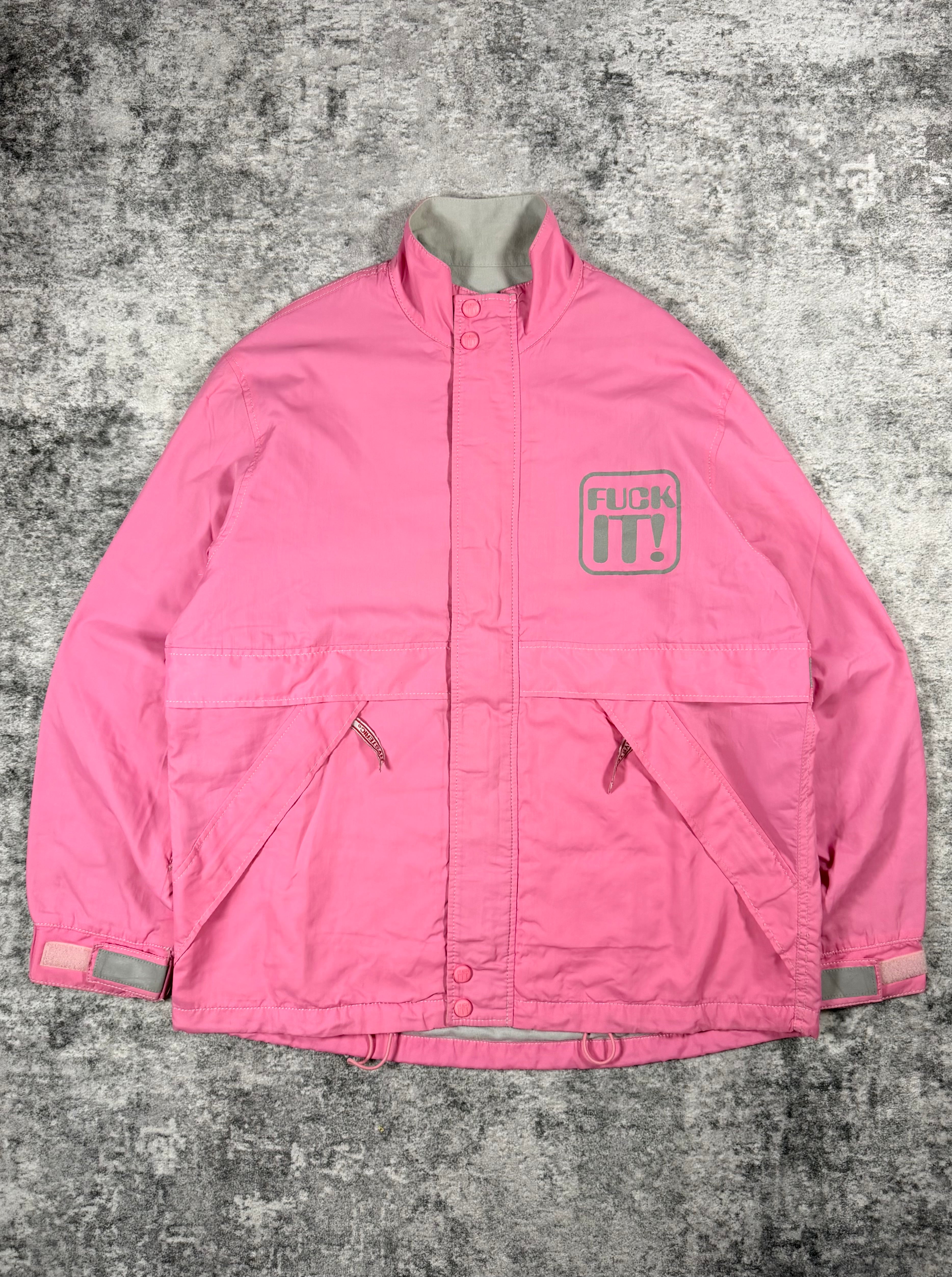 2000s Hysteric Glamour ‘Fuck It’ 3M Pink Reflective Nylon Jacket