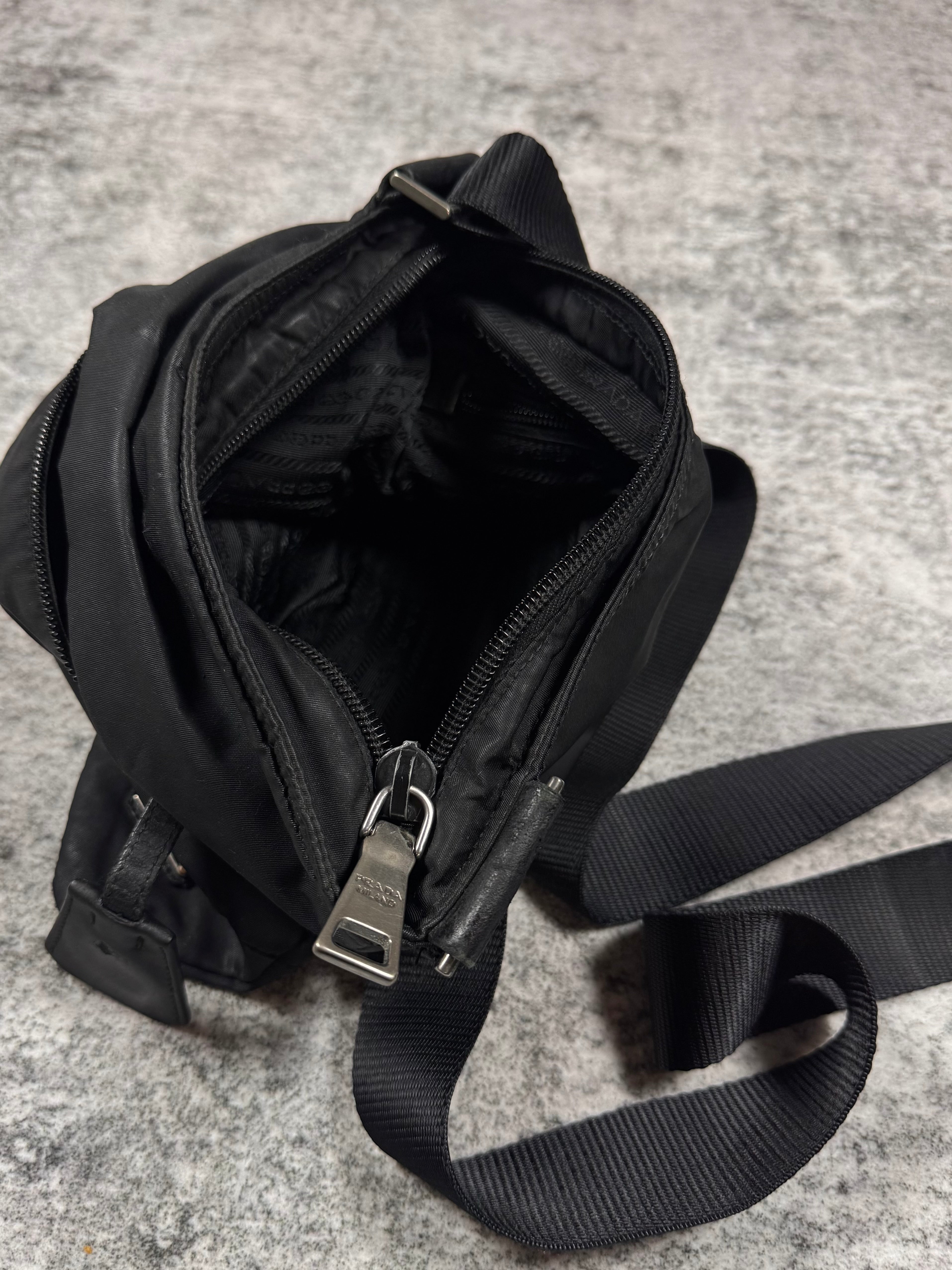 2000s Prada Milano ‘Nero’ Paneled Nylon Wax Crossbody Bag