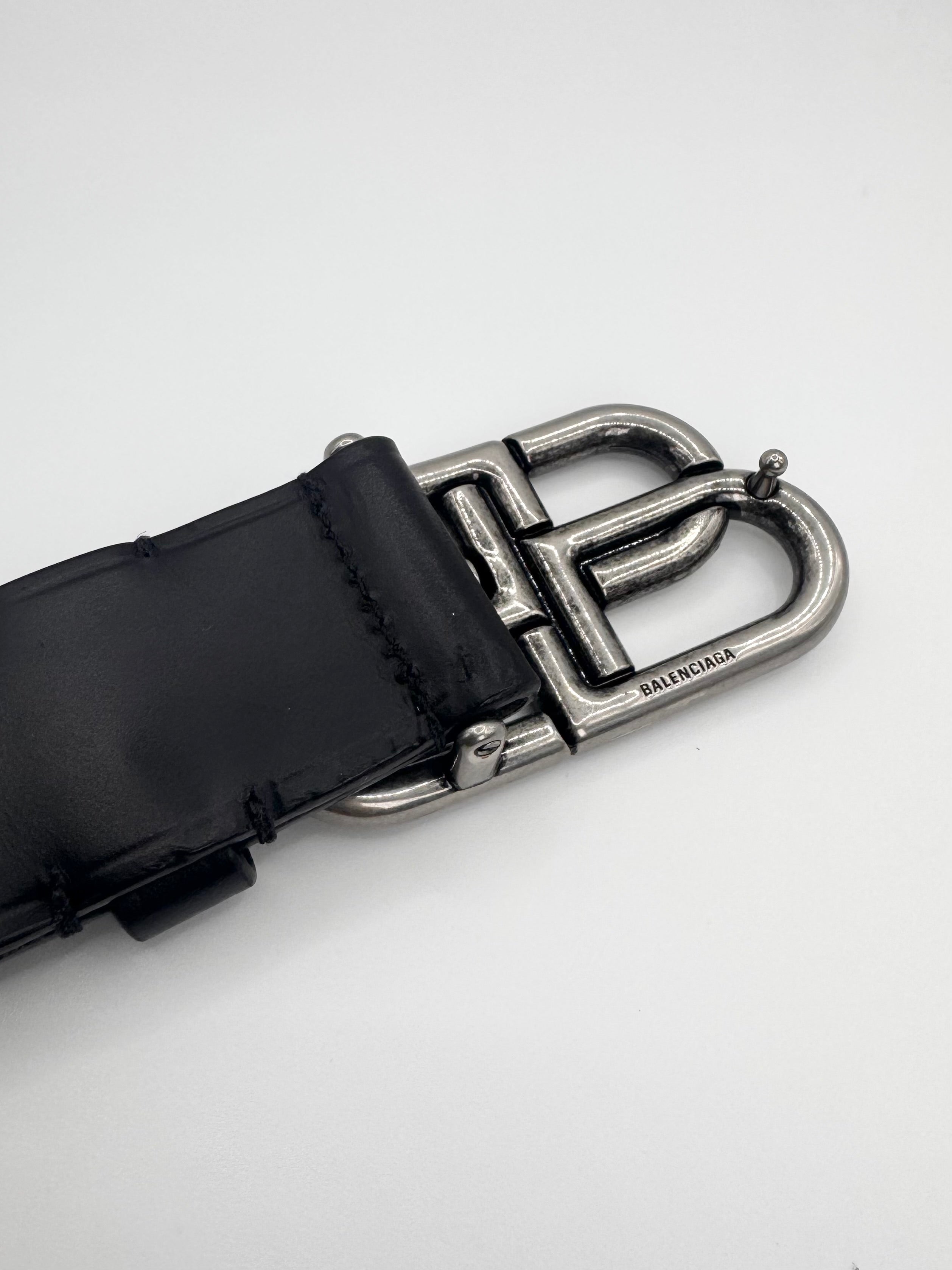 Balenciaga 'BB' Buckle Black Calfskin Leather Belt