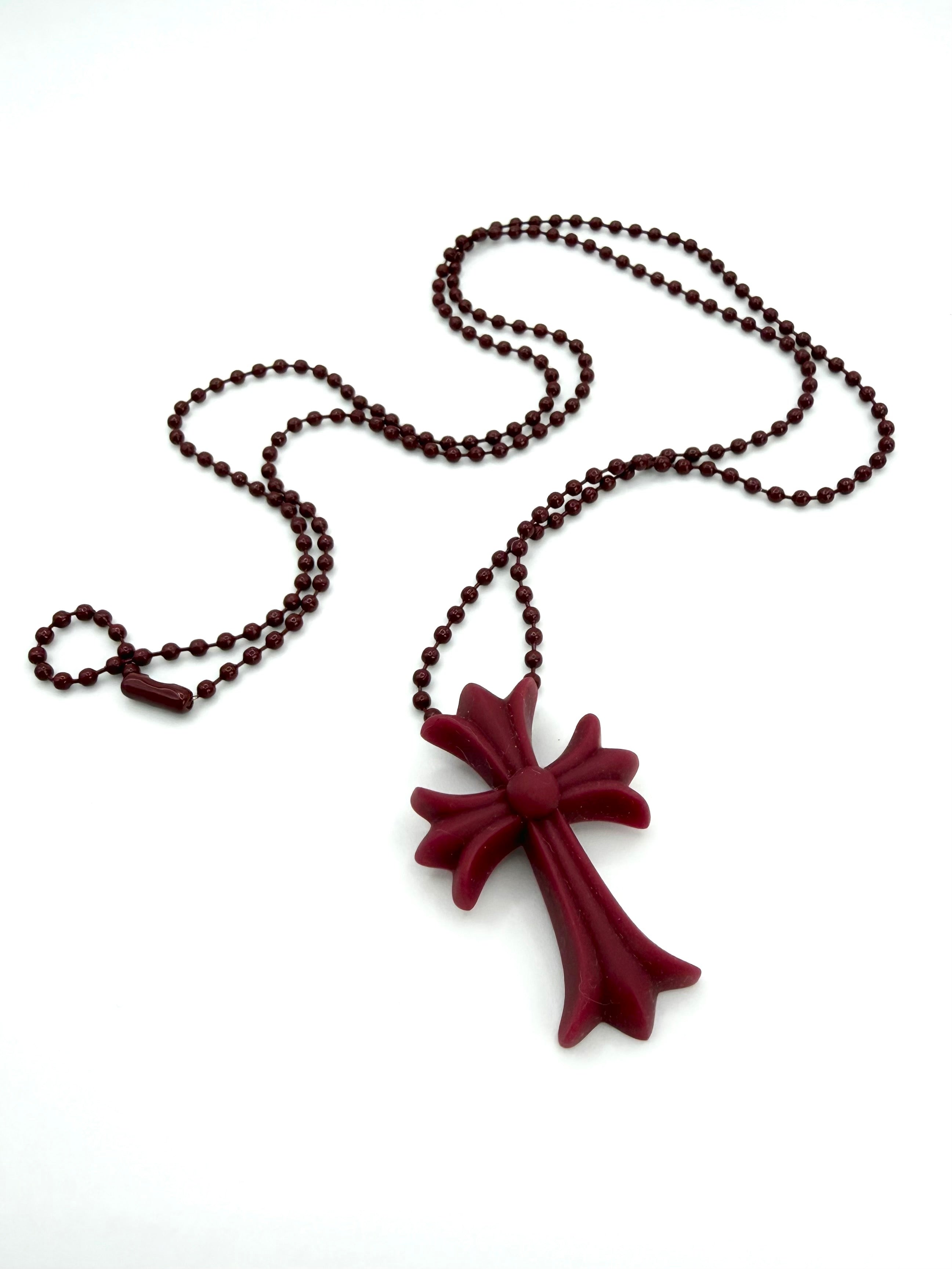 2019 Chrome Hearts ‘Silichrome’ Dark Wine Cross Necklace