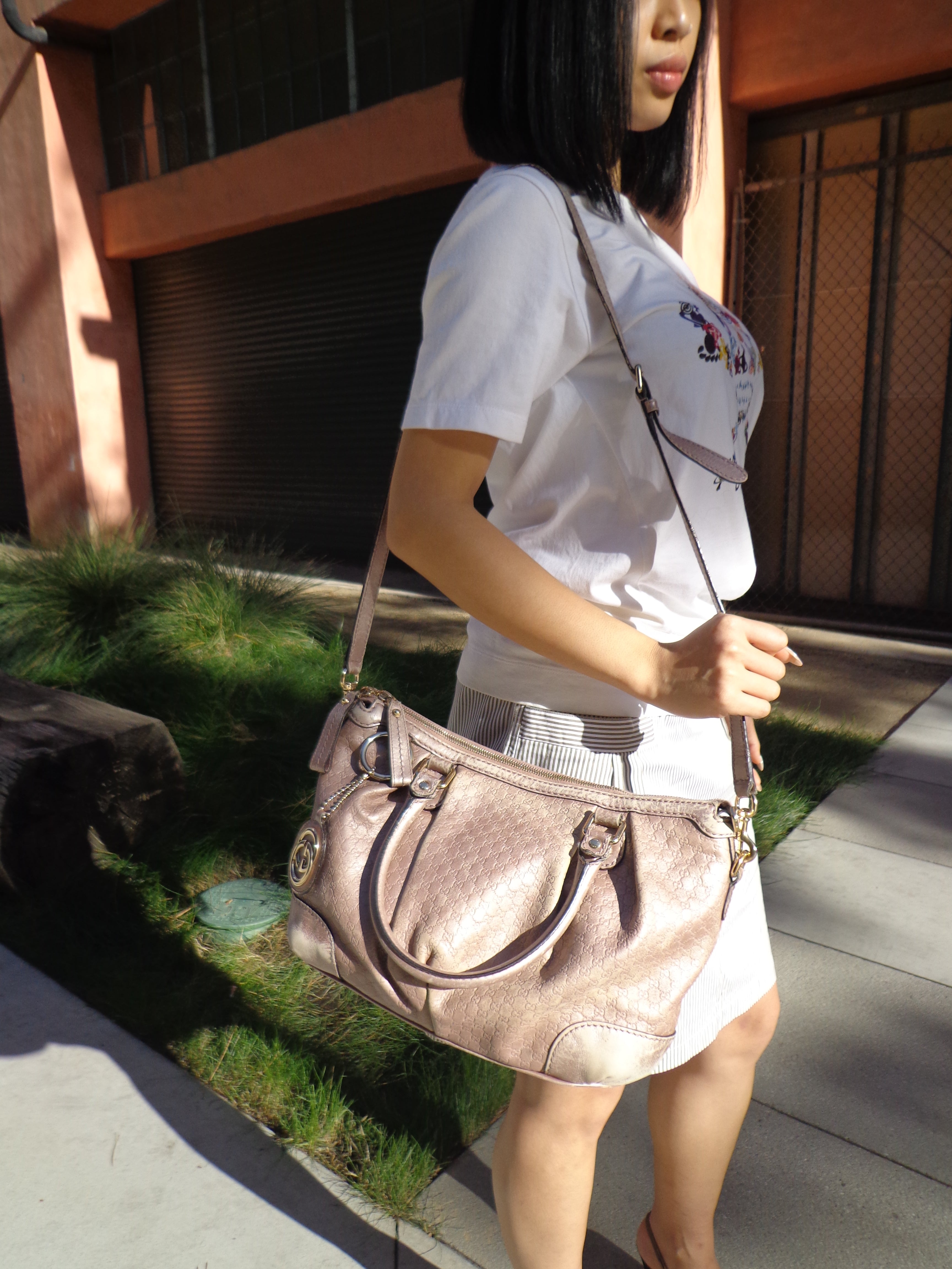 2000s Gucci ‘GG’ Rose Gold Sukey Leather 2-Way Crossbody Bag