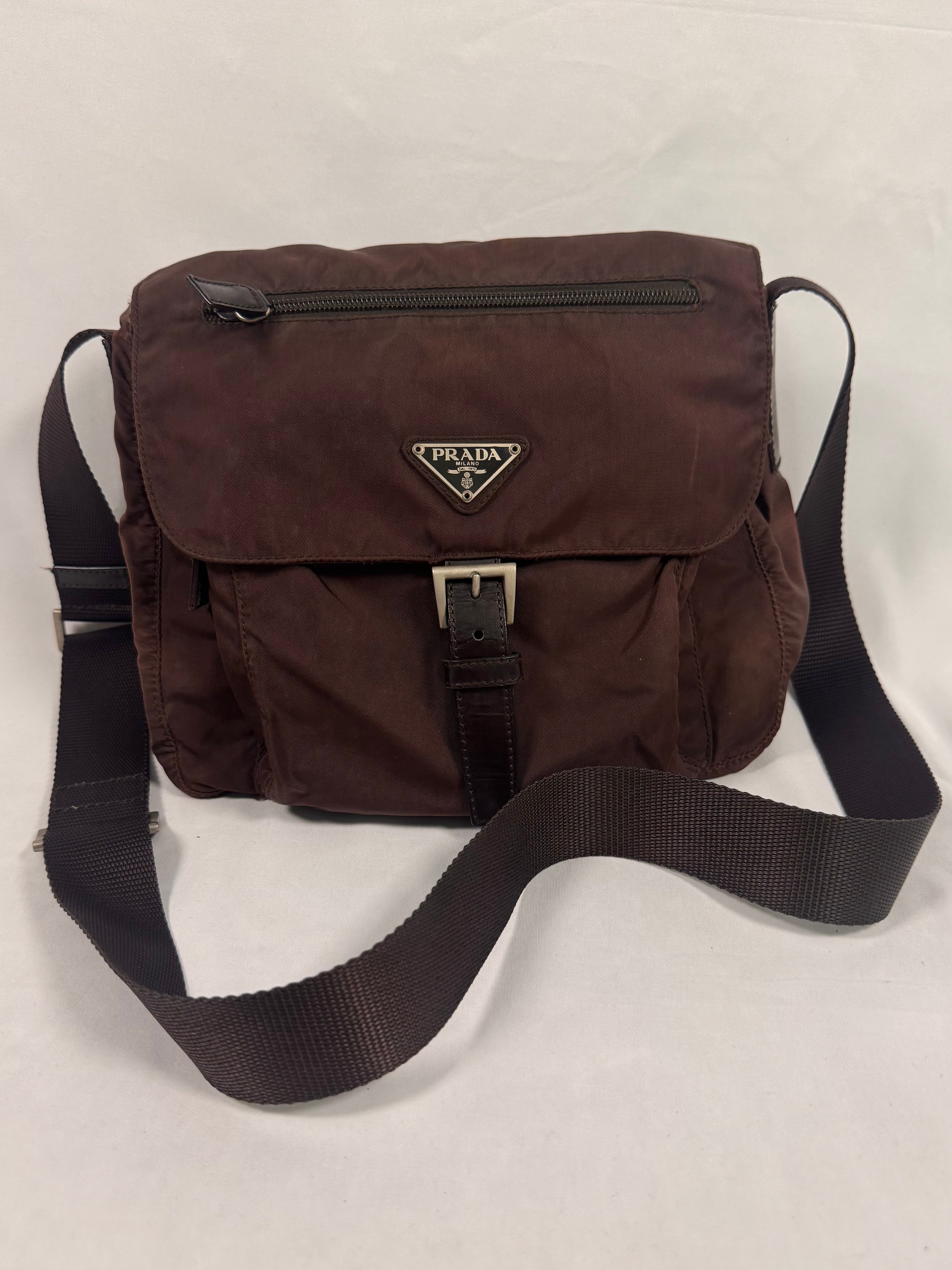 2000s Prada Milano ‘Chocolate’ Nylon Crossbody Bag