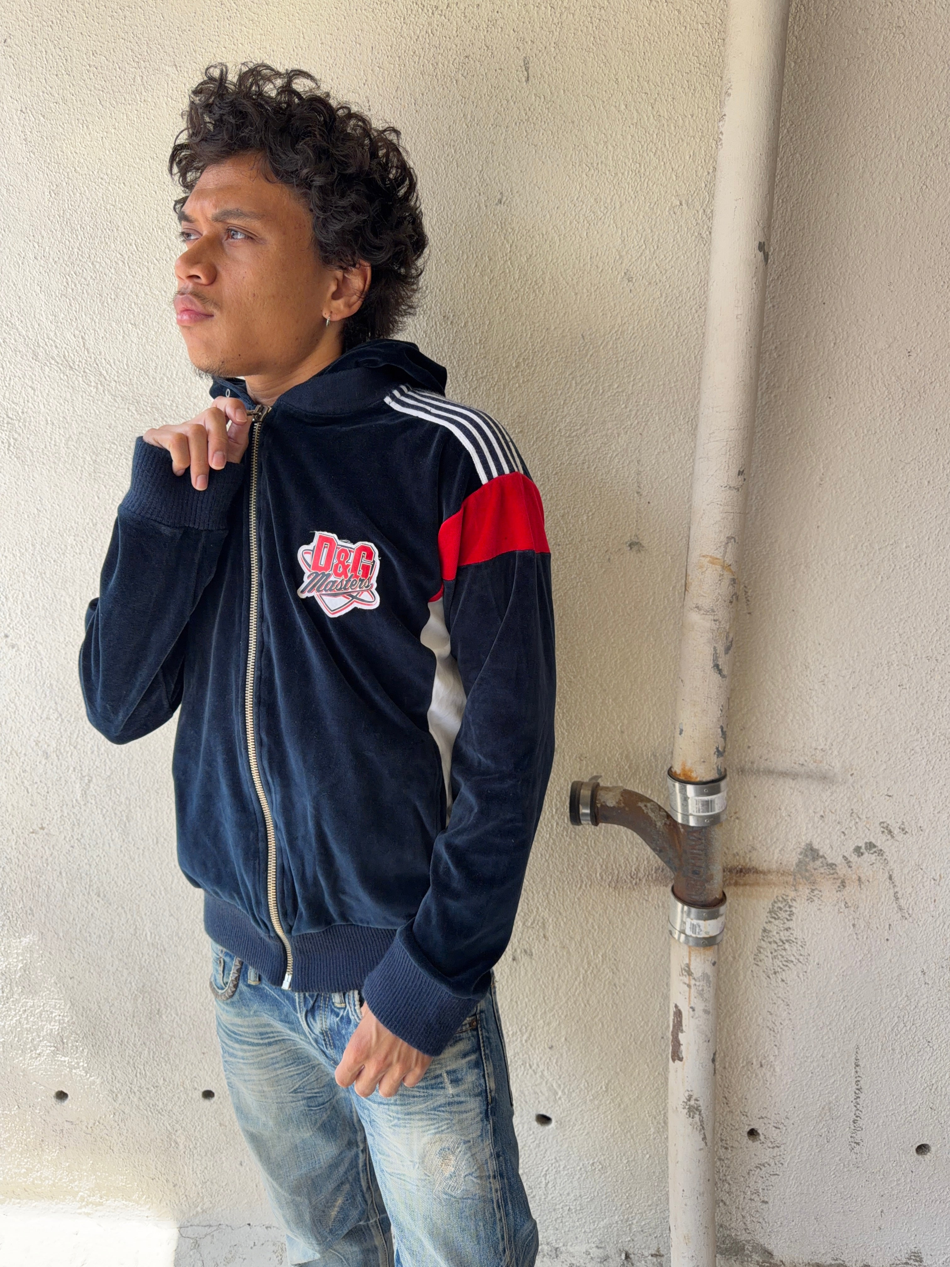 2000s Dolce & Gabbana ‘D&G Masters’ Baseball Velour Zip-Up Hoodie
