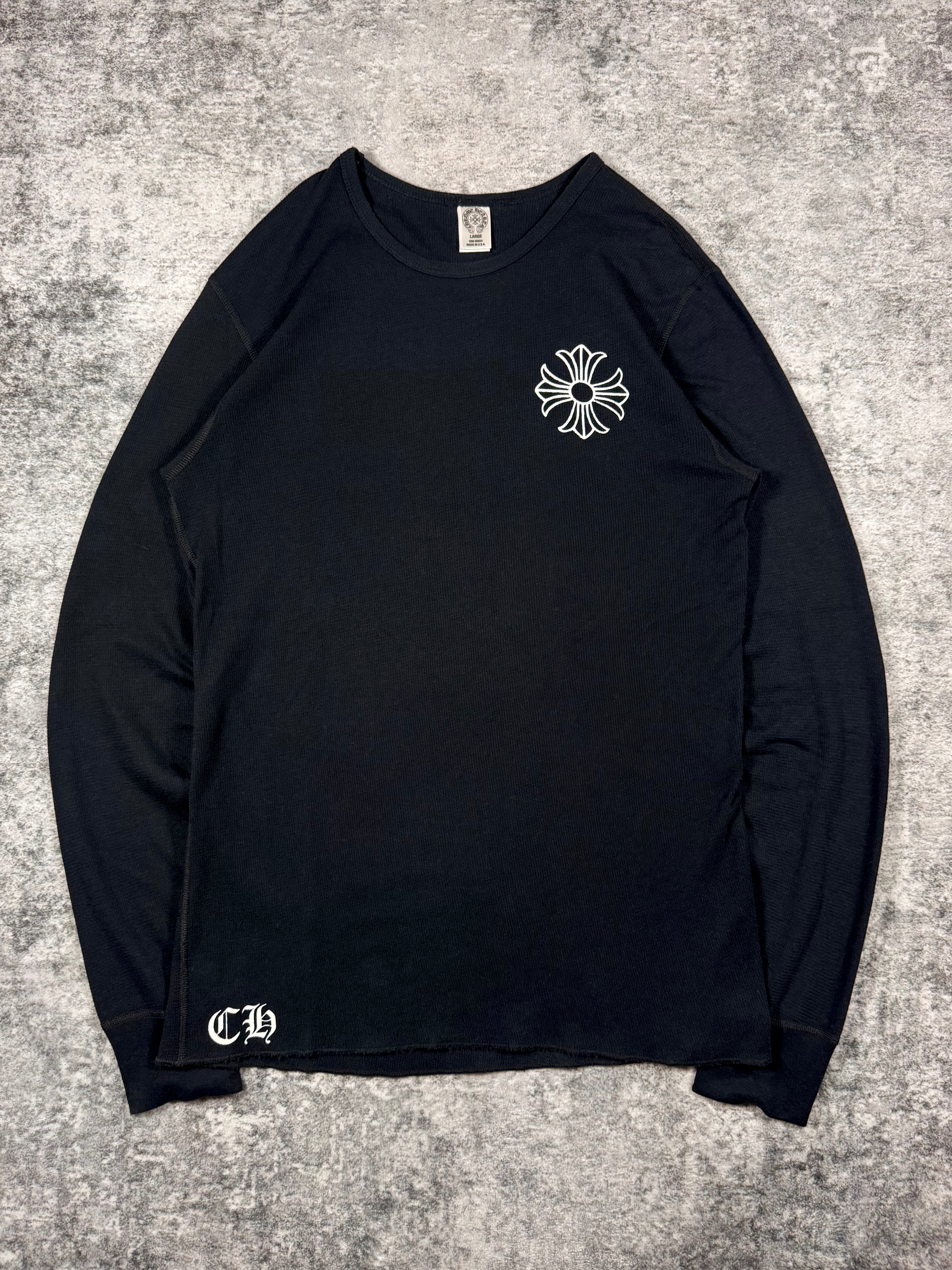 2010s Chrome Hearts ‘Plus Cross’ Banner Black Thermal Longsleeve