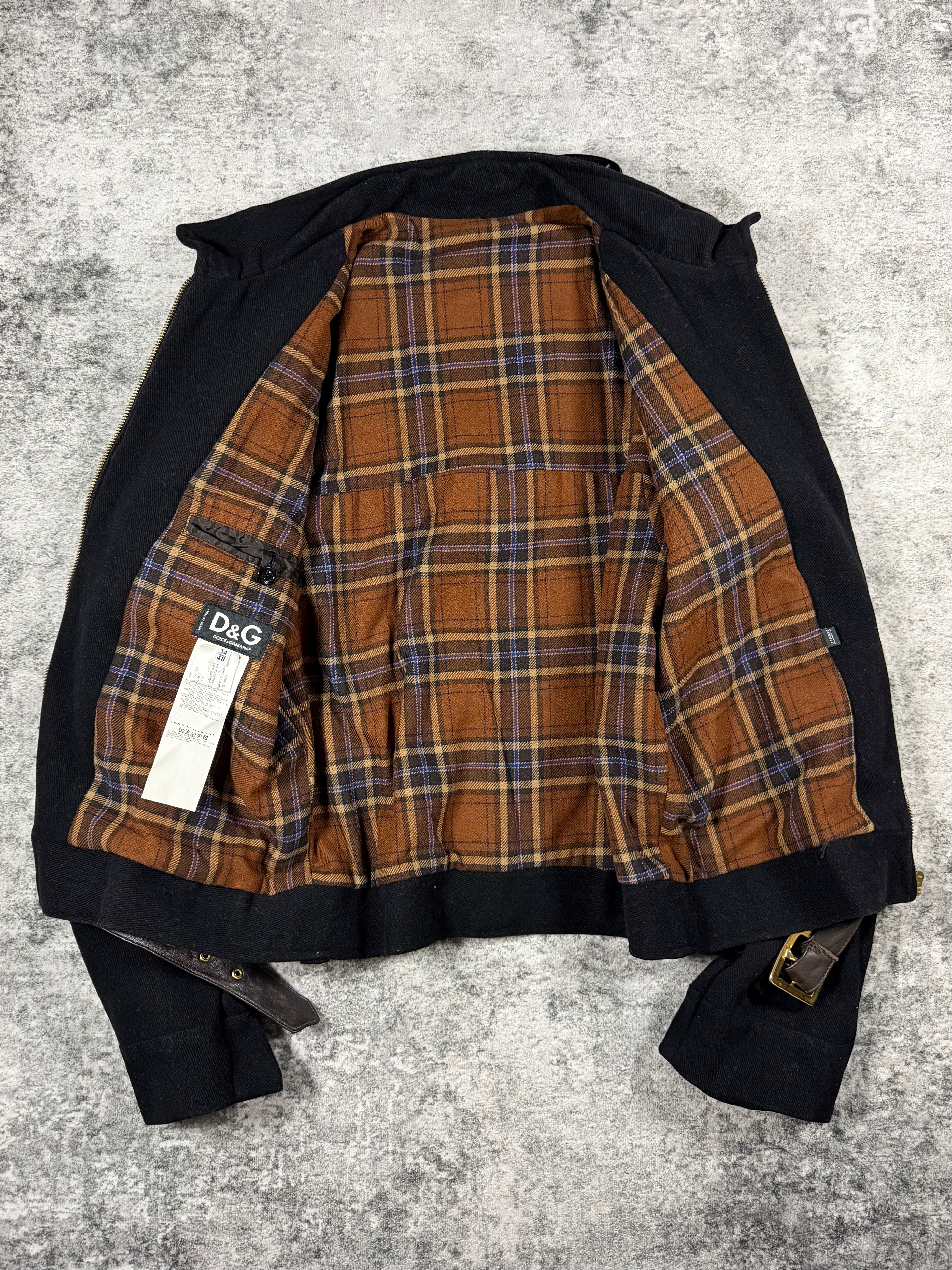 2000s Dolce & Gabbana Belted Hybrid Nappa Horsehide Leather Jacket