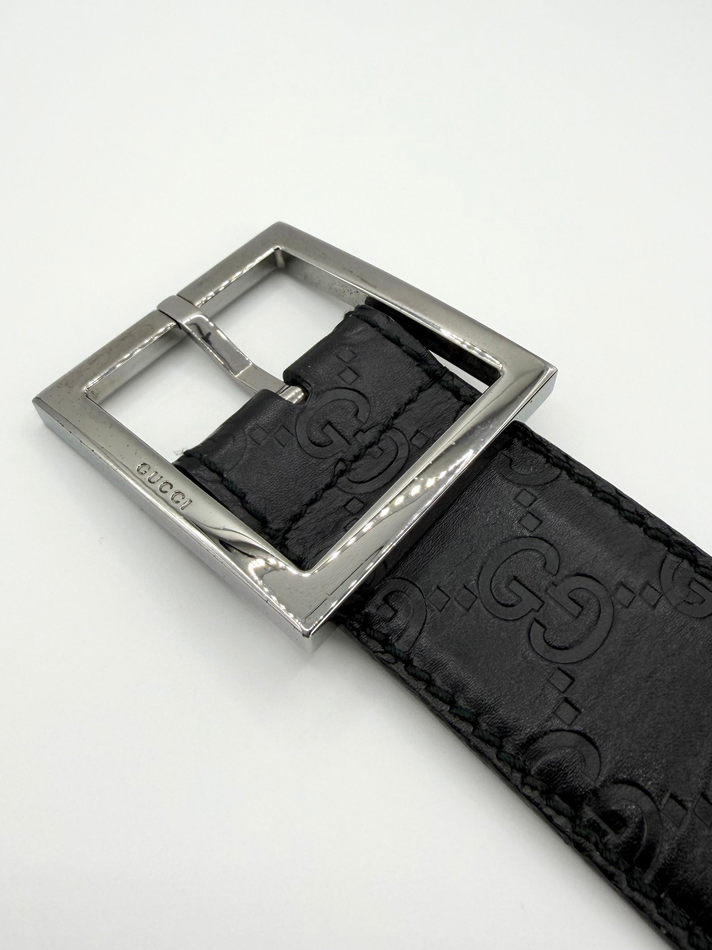 2010s Gucci Frida Giannini ‘Guccisma’ Square Buckle Leather Belt