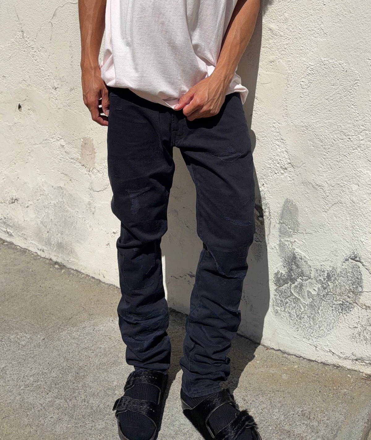 SS05 Undercover "But Beautiful II" Black 60 Distressed Patchwork Denim