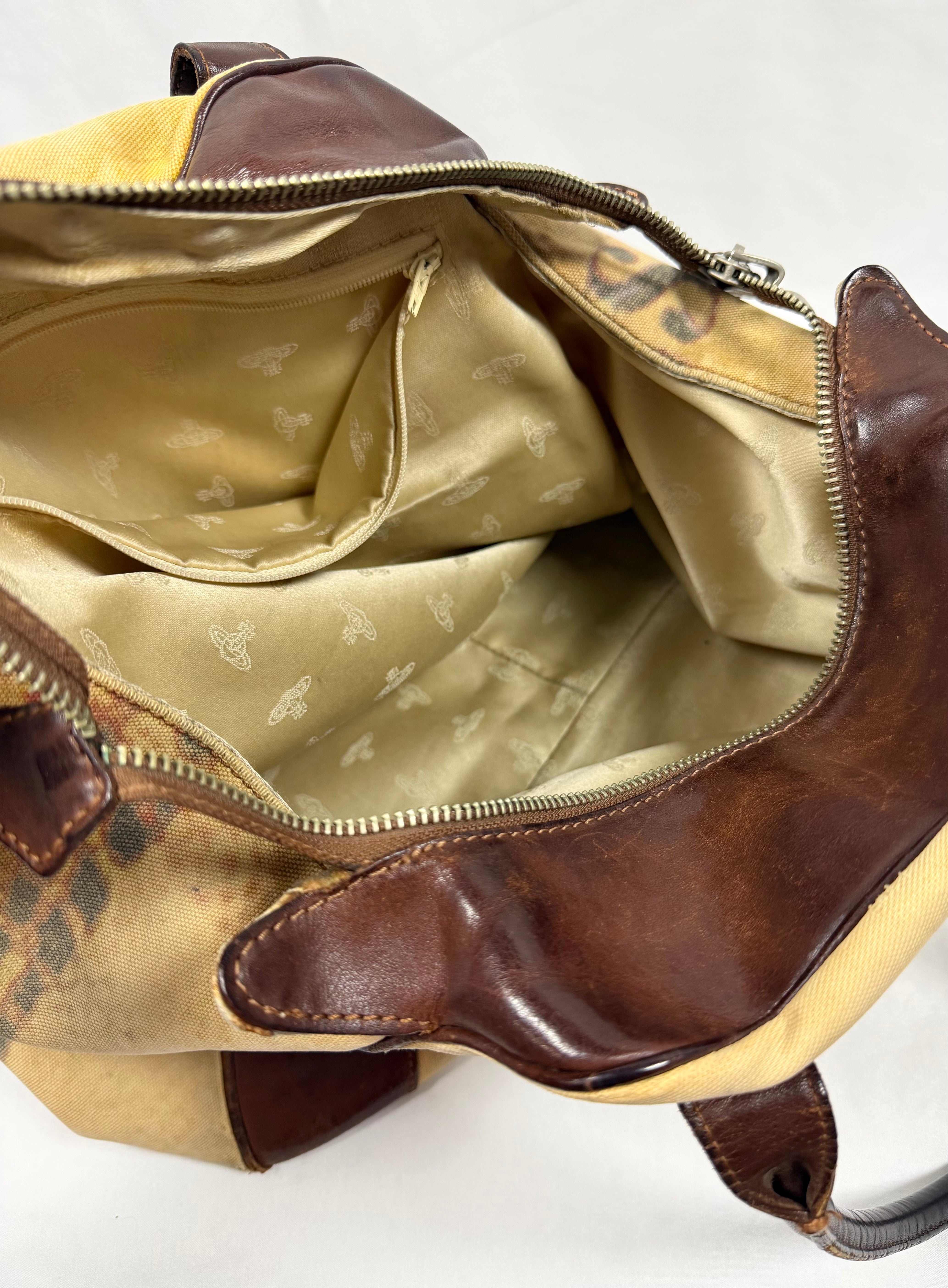 Vivienne Westwood Graffiti Print Canvas & Leather Hand Bag