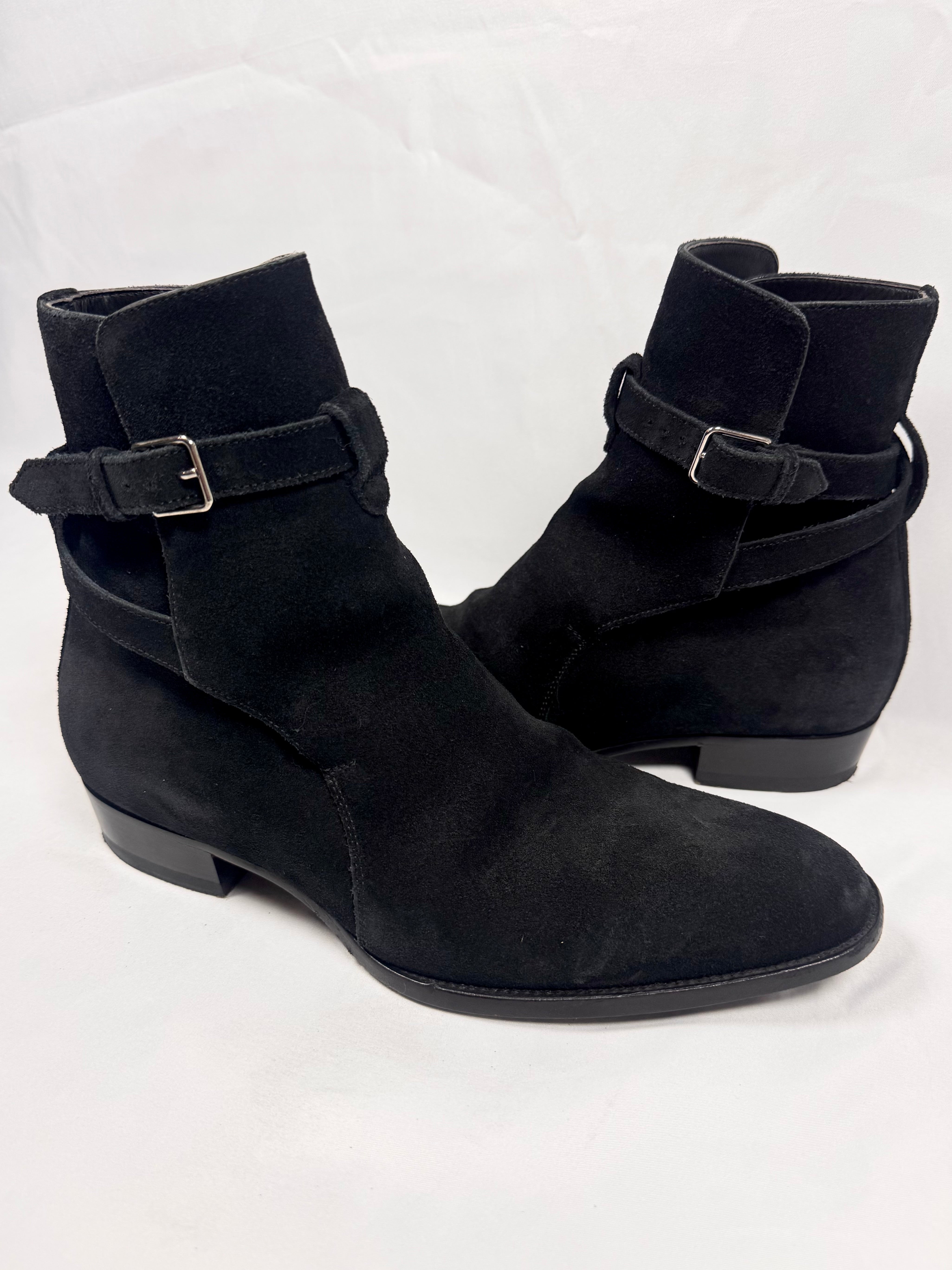 Saint Laurent Wyatt ‘Jodhpur’ Black Suede Boots