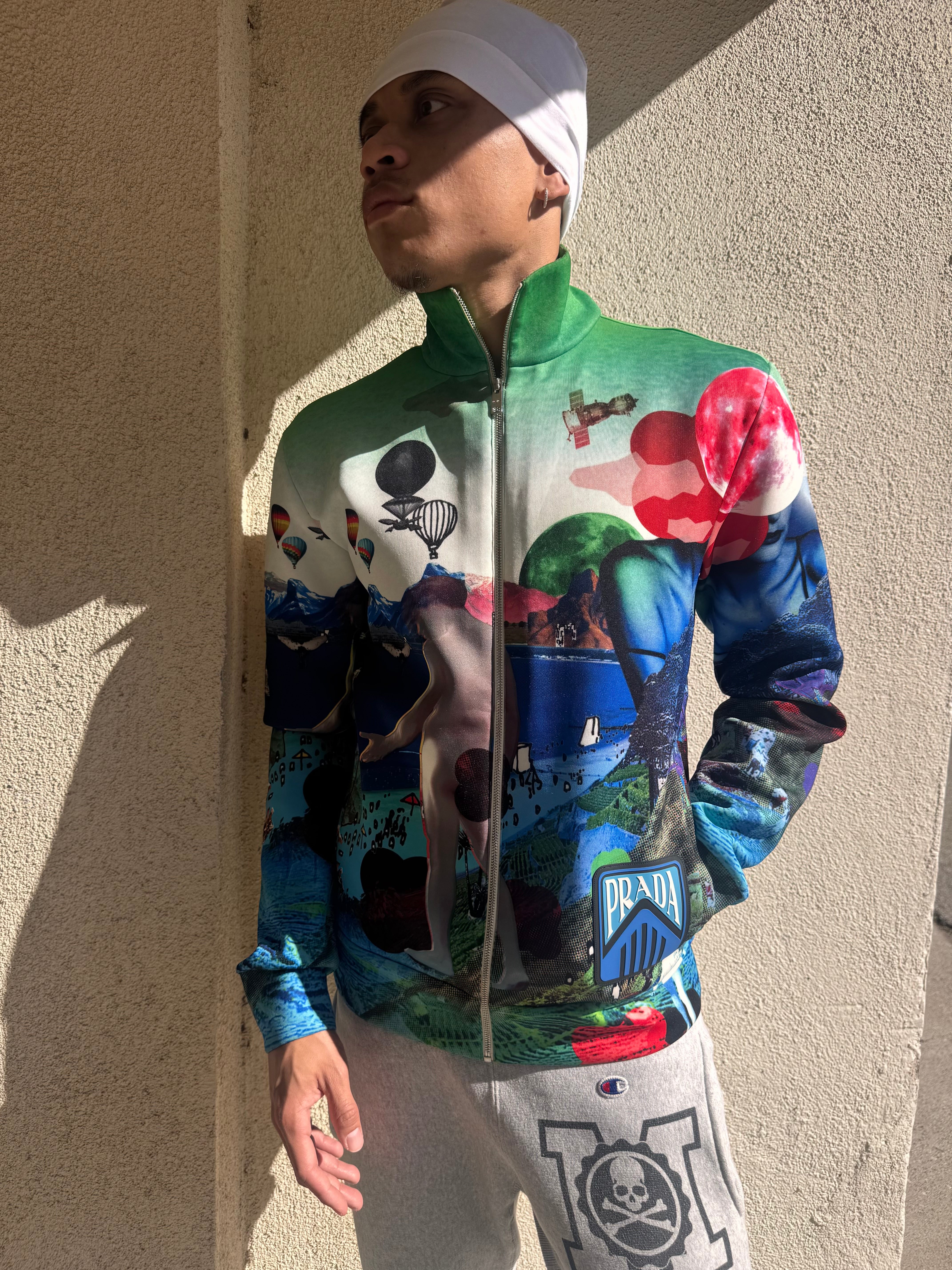 SS19 Prada ‘Psychedelic’ Landscape Runway Zip-Up Jacket