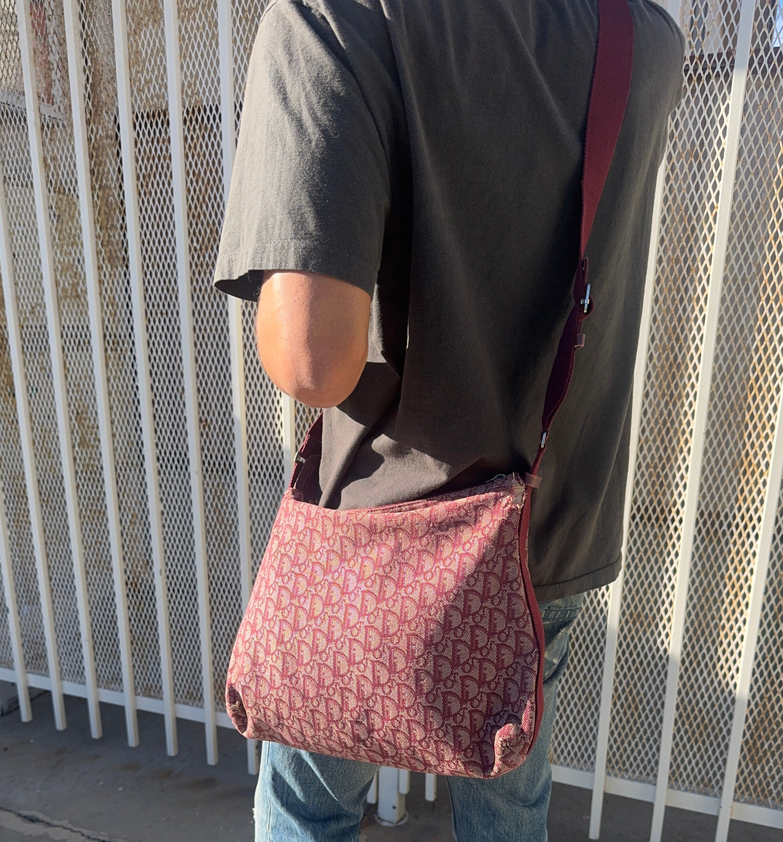 2000s Christian Dior Burgundy ‘Trotter’ John Galliano Crossbody Bag