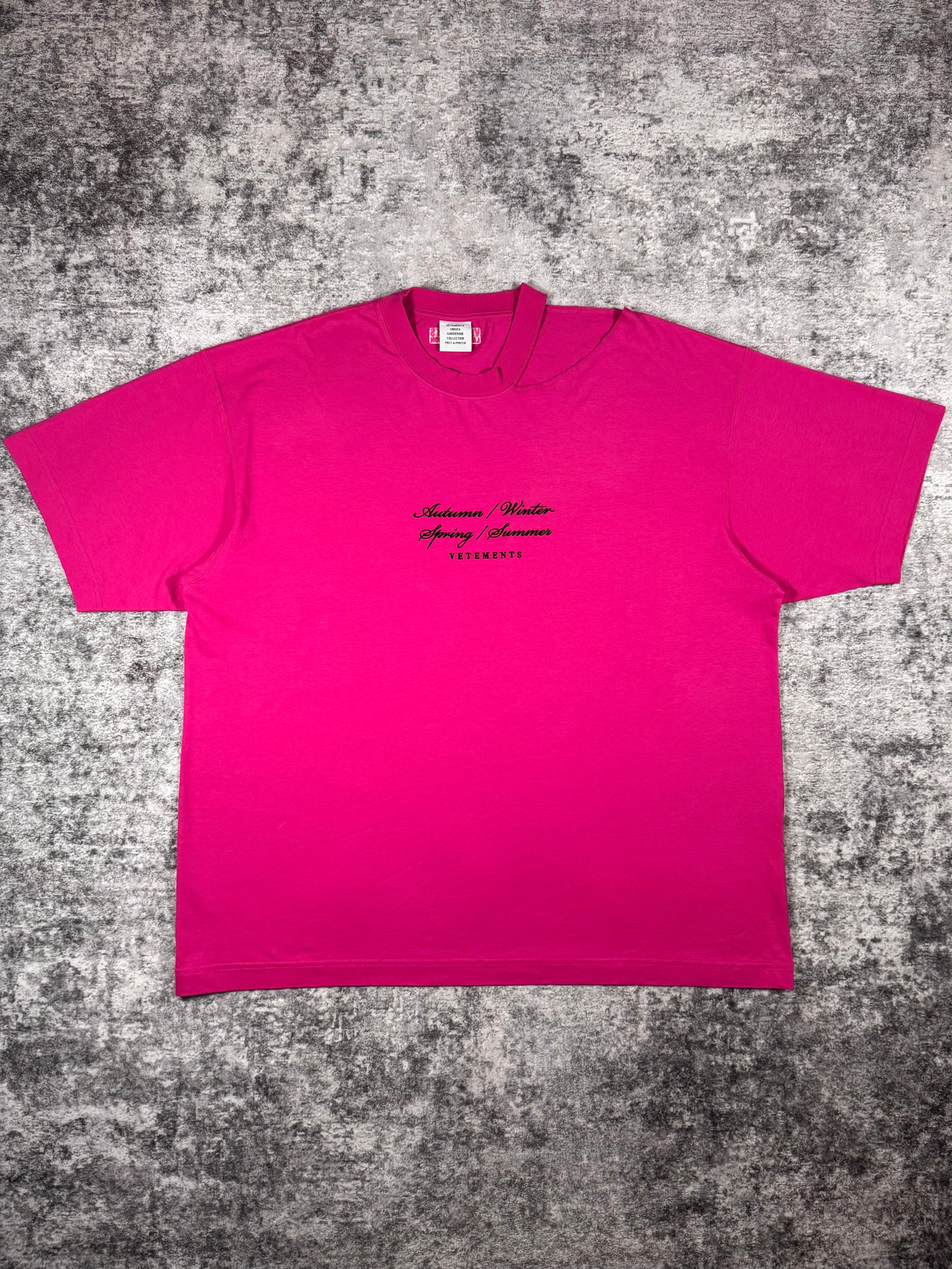 SS22 Vetements ‘Seasons’ Embroidery Open Shoulder Oversized T shirt