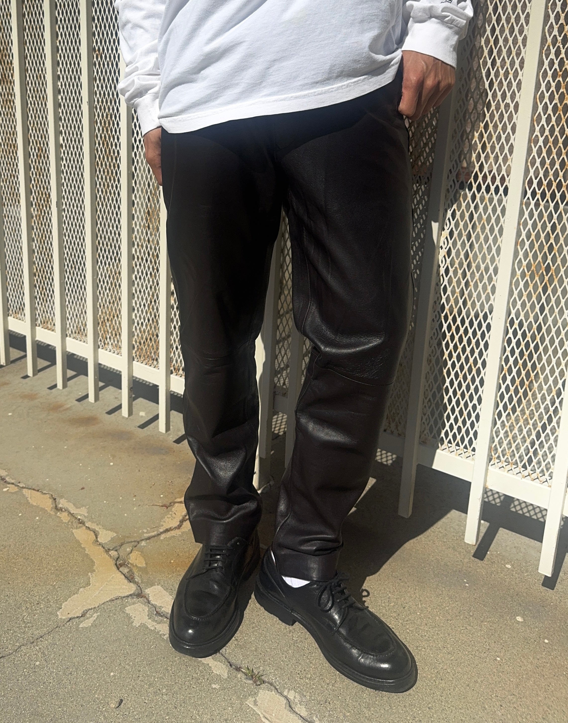 1990s Jean Paul Gaultier Paneled Black Lamb Leather Pants