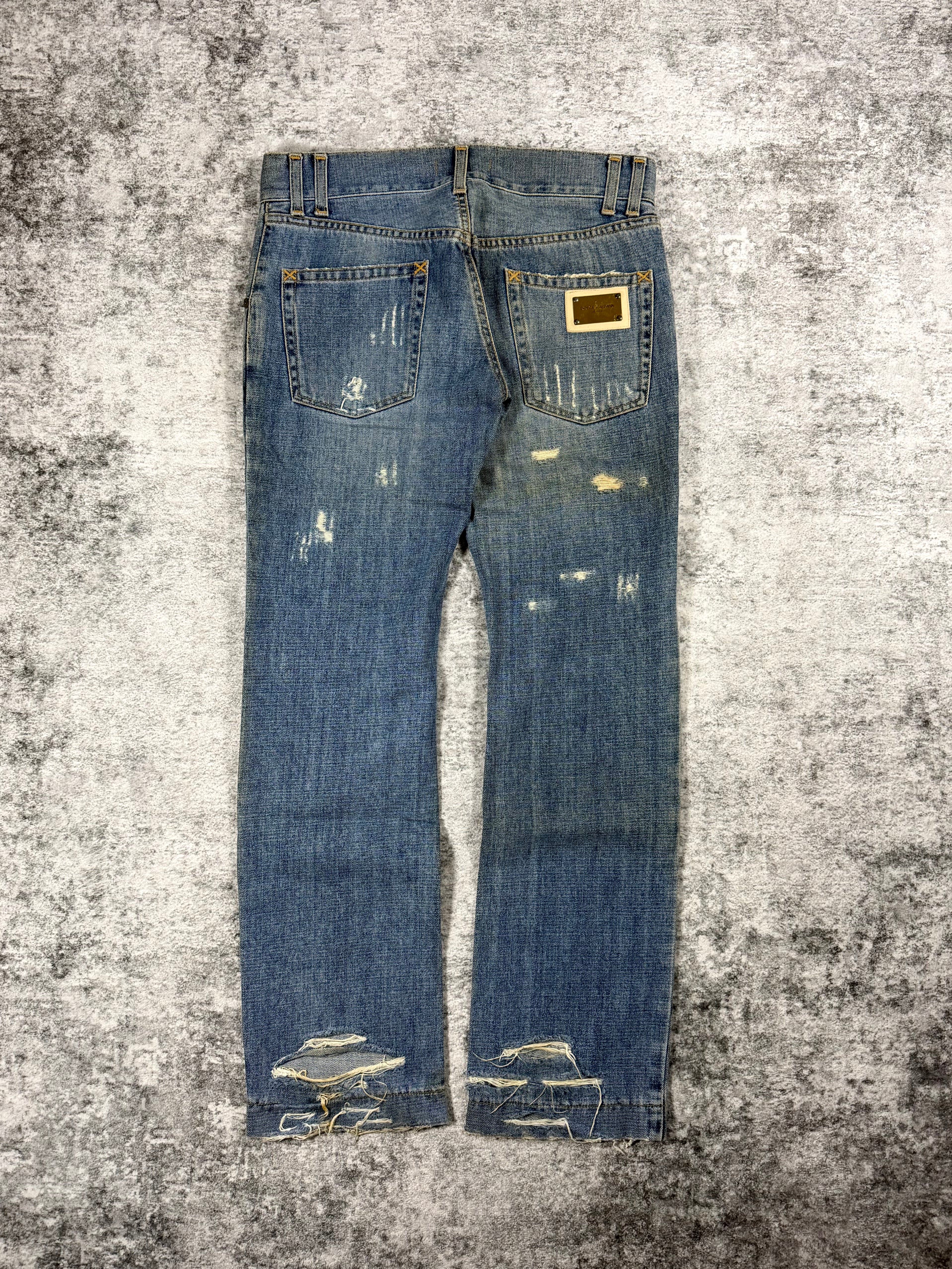2000s Dolce & Gabbana Faded Wash Clawmark Destroy Crash Denim
