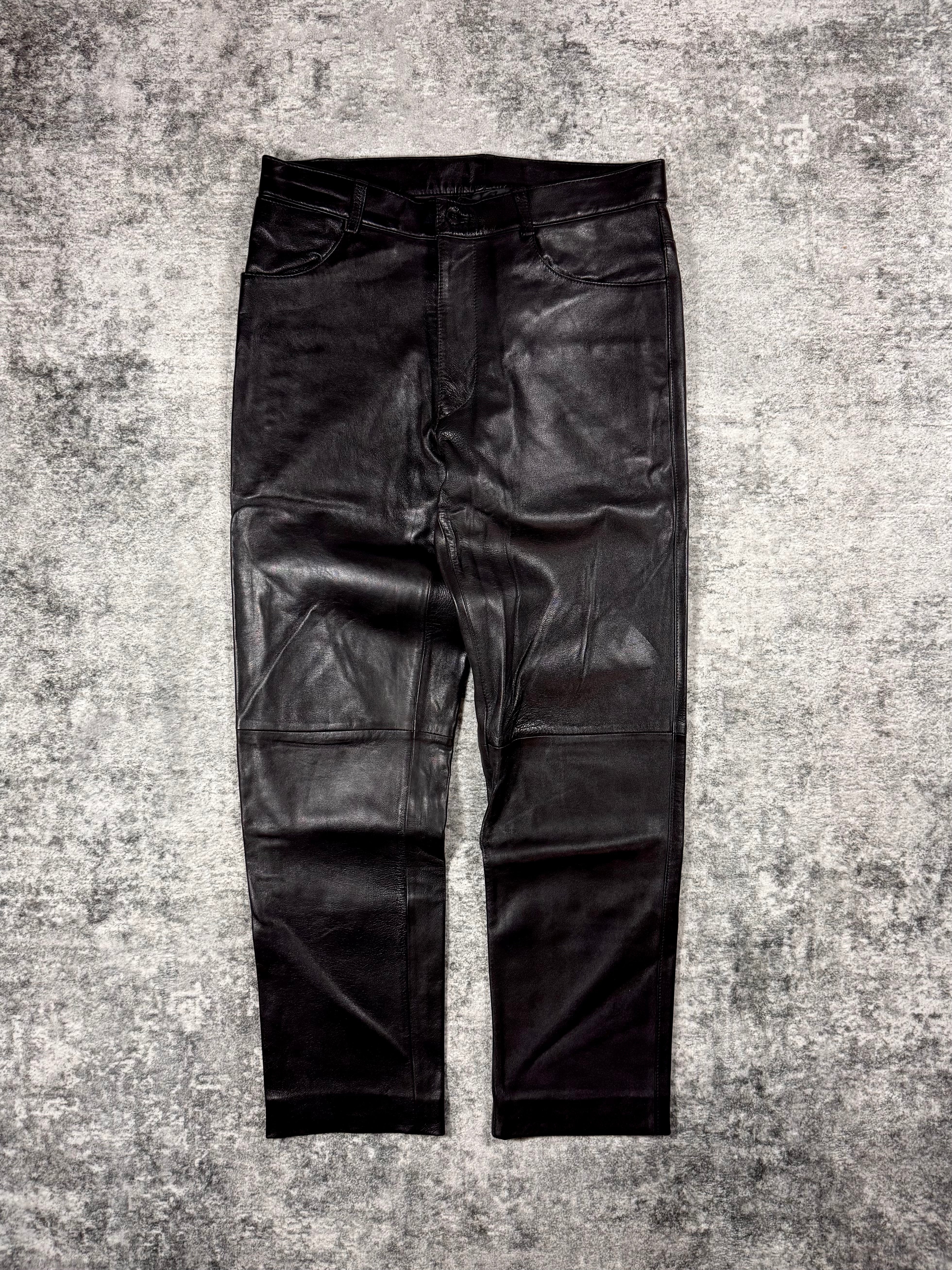 1990s Jean Paul Gaultier Paneled Black Lamb Leather Pants