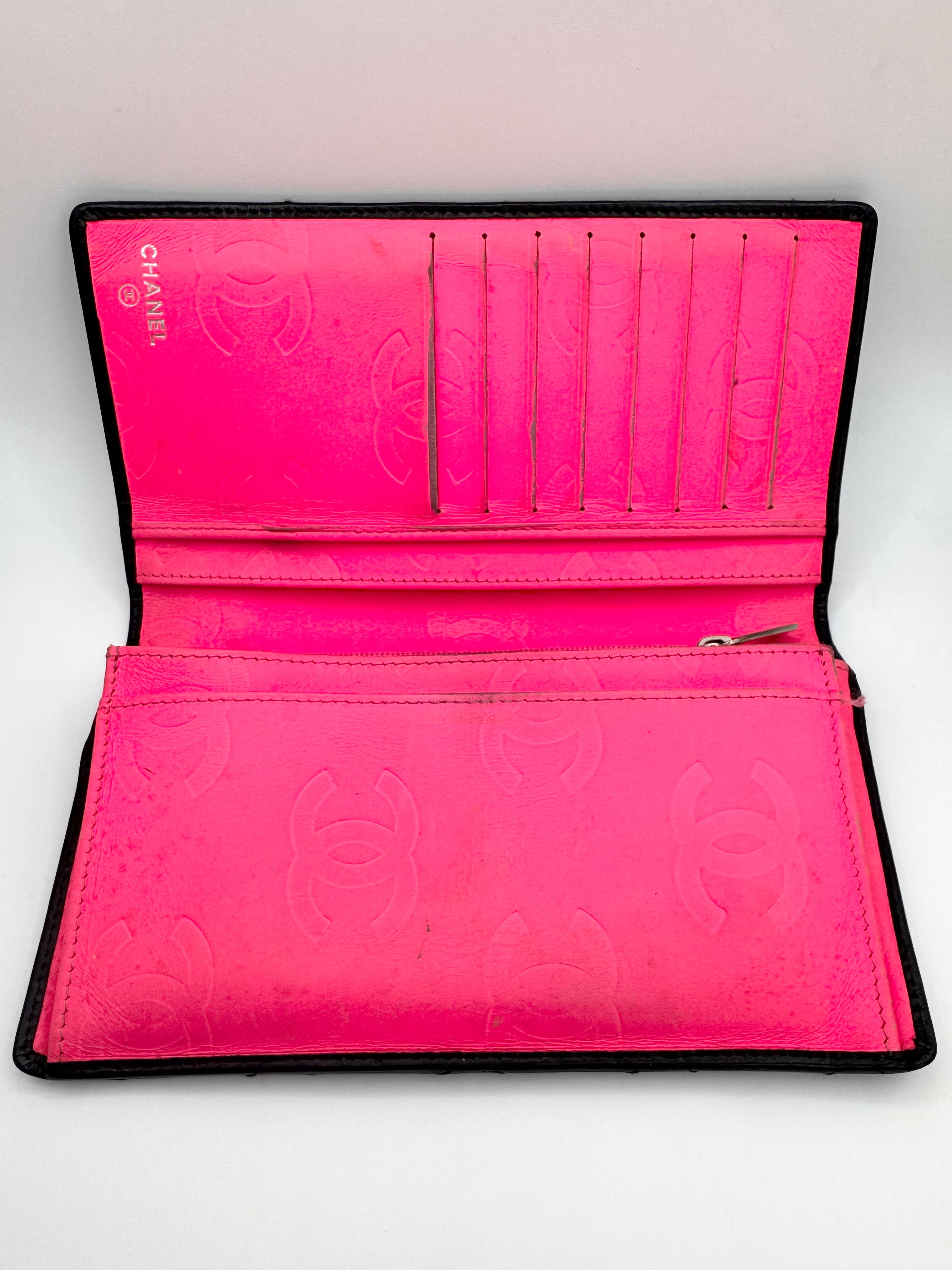 2000s Chanel ‘Cambon Ligne’ Black Quilted CC Leather Wallet