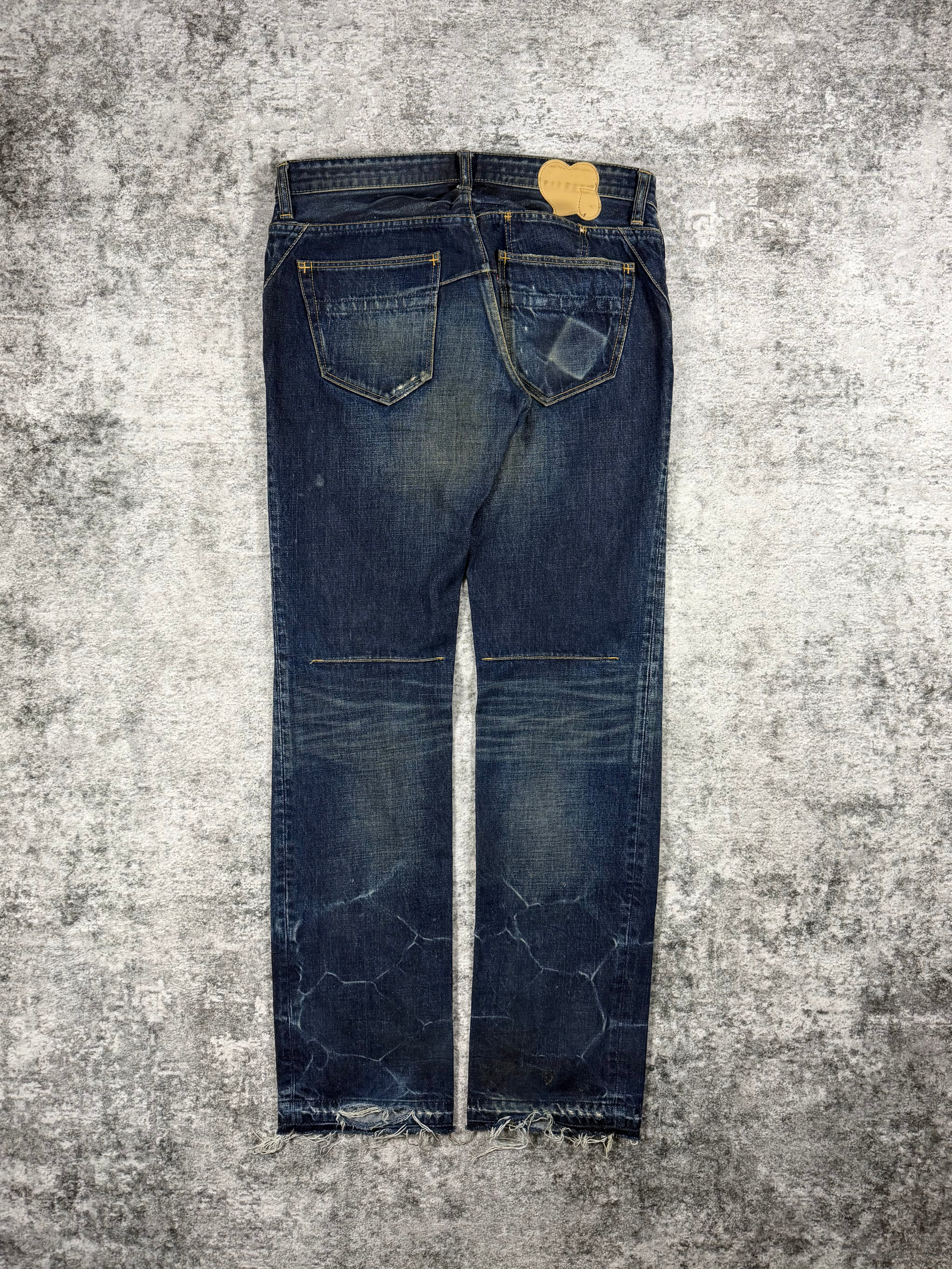 SS08 Number (N)ine “Birds” Indigo Honeycomb Mudwash Distress Pain Denim