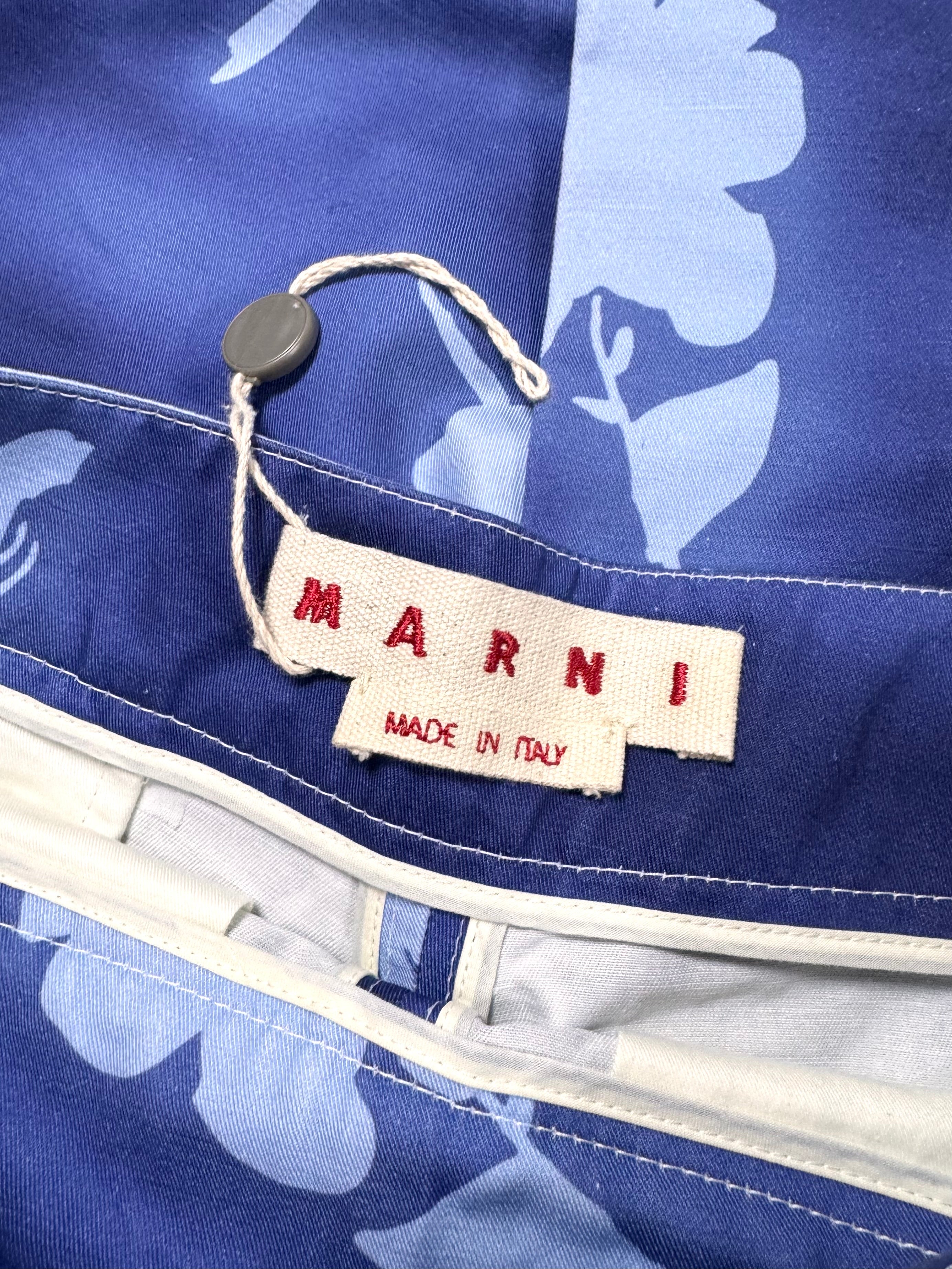 FW19 Marni Blue Floral Print Blue Flare Trouser