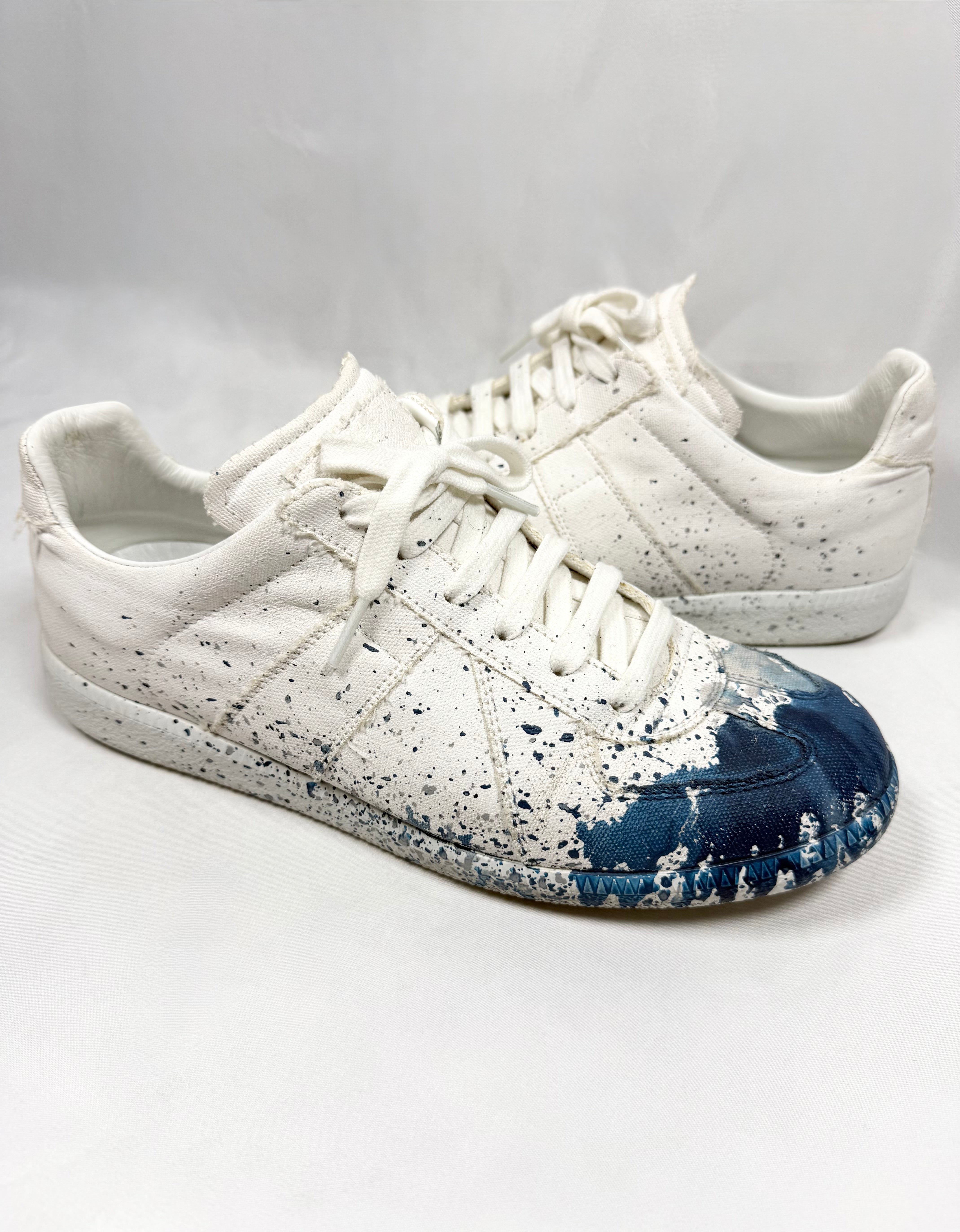 Maison Margiela Blue Paint Splatter Canvas GAT Replica Low