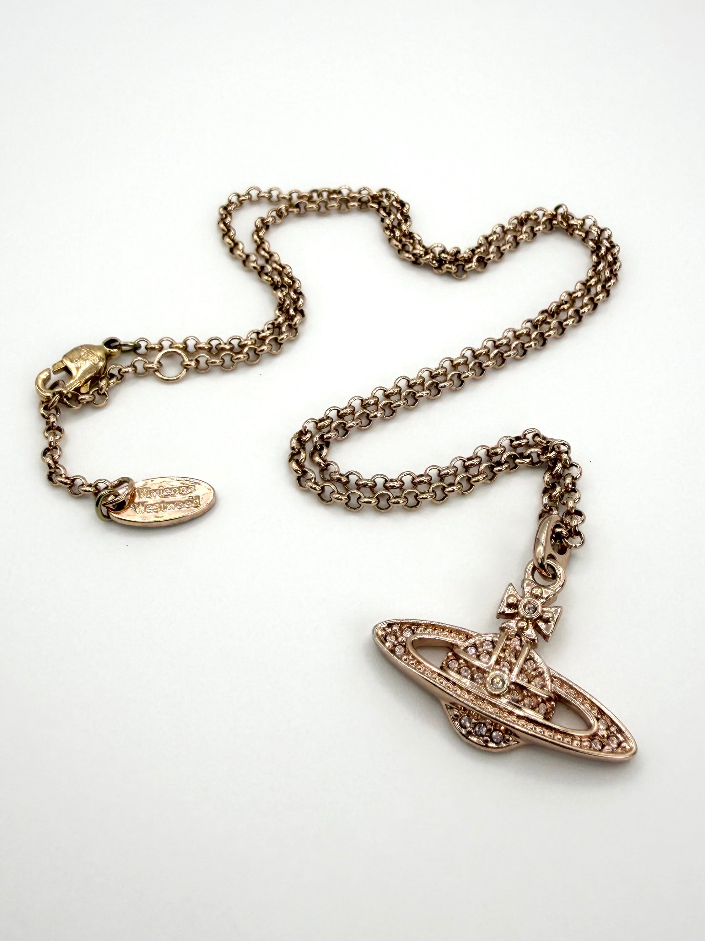 Vivienne Westwood 'Mini Bas Relief' Rose Gold Orb Necklace